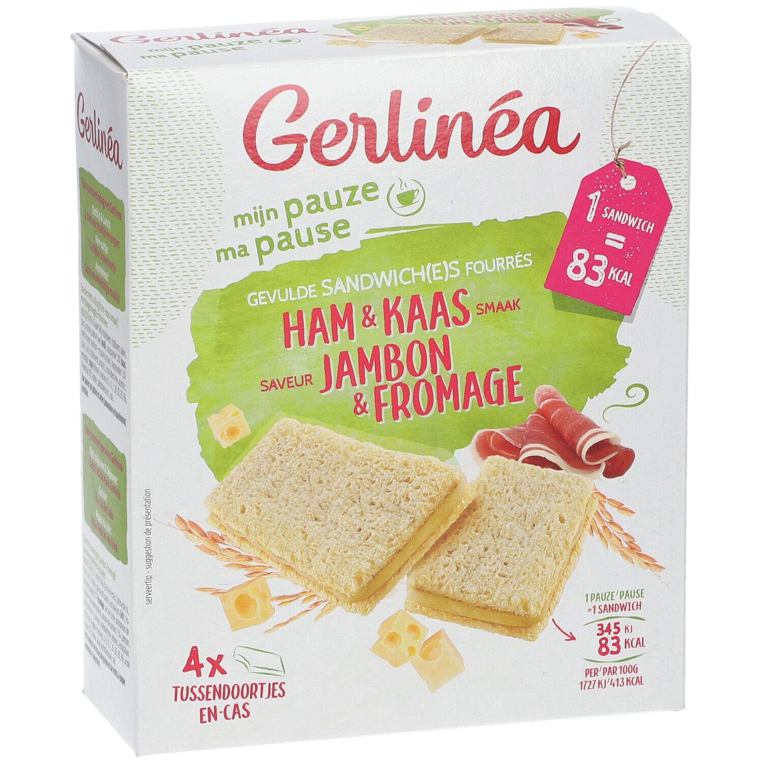 Gerlinéa Ma Pause Sandwichs Fourrés Jambon & Fromage