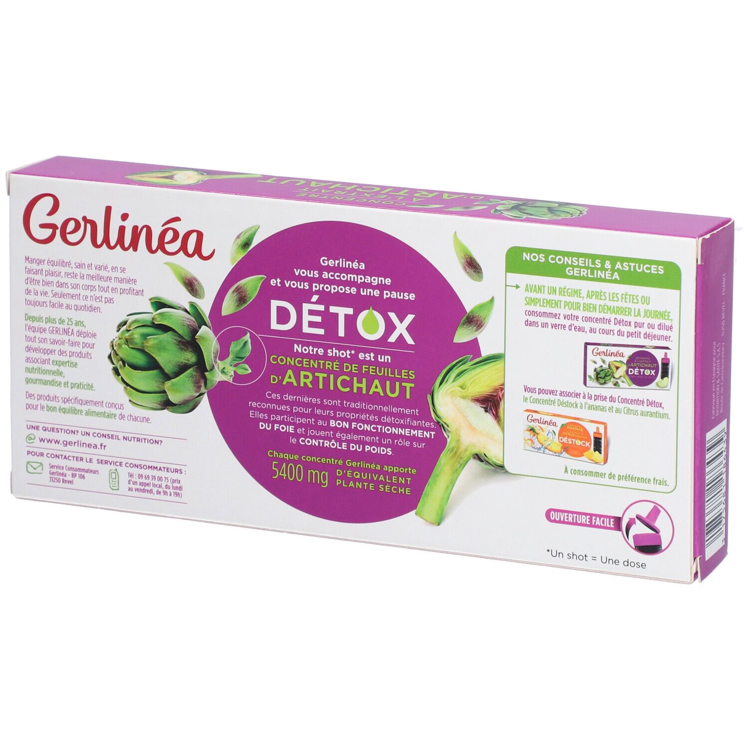 Gerlinéa Detox Shot Artichaut à Saveur Pomme