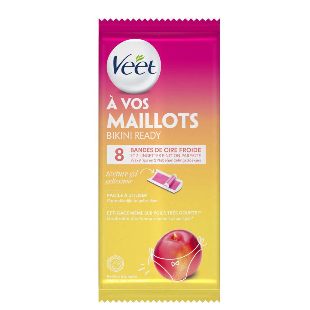 Veet Bikini Ready Bandes de Cire Froide Nectarine