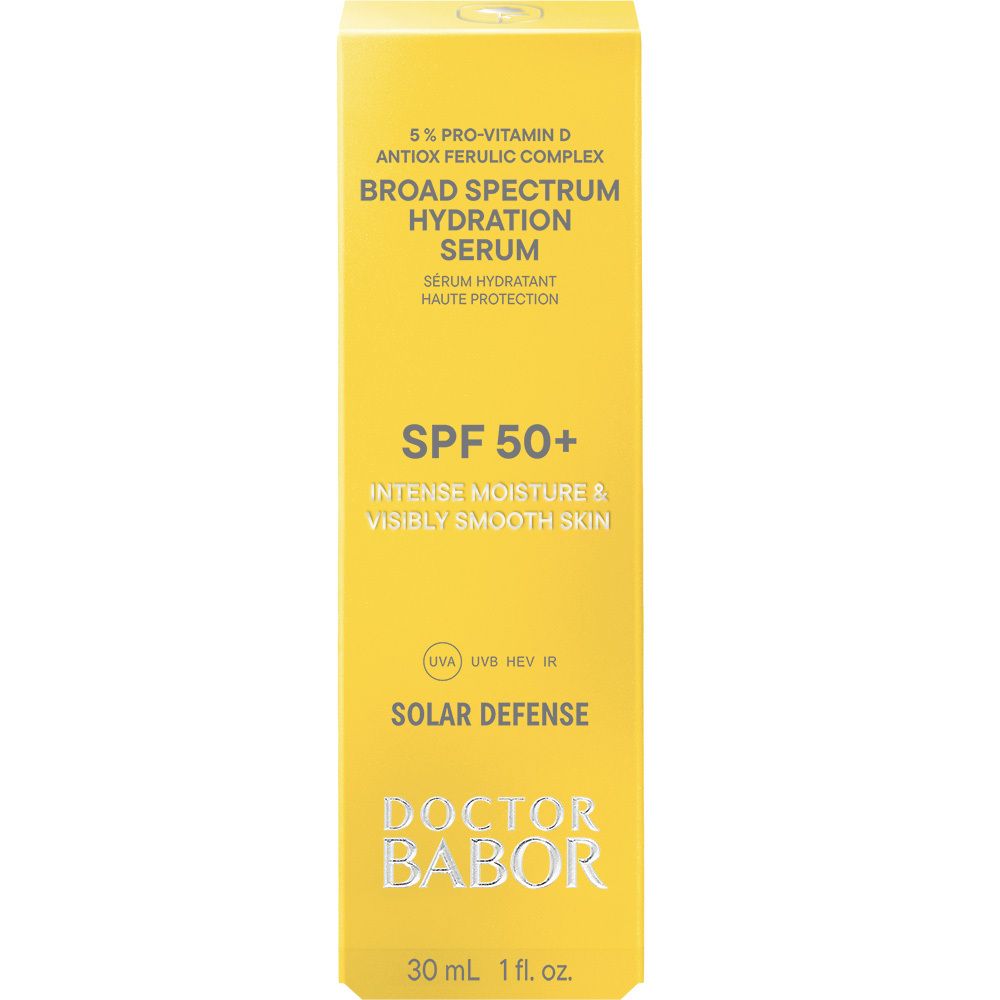 Gele verpakking. Tekst: SPF 50+, Doctor Babor.