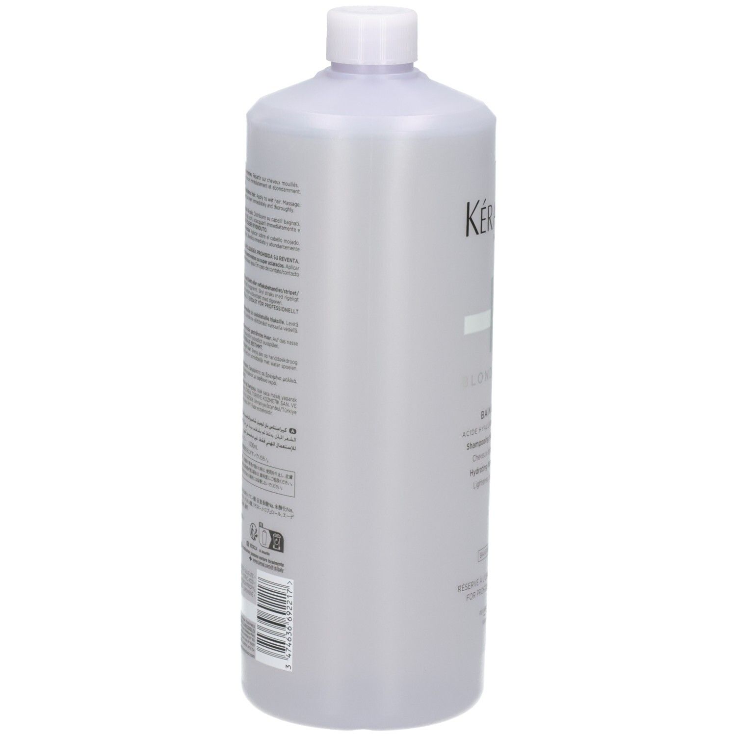 Arrière du flacon de 1000ml Kérastase Blond Absolu Bain Lumière avec ingrédients.