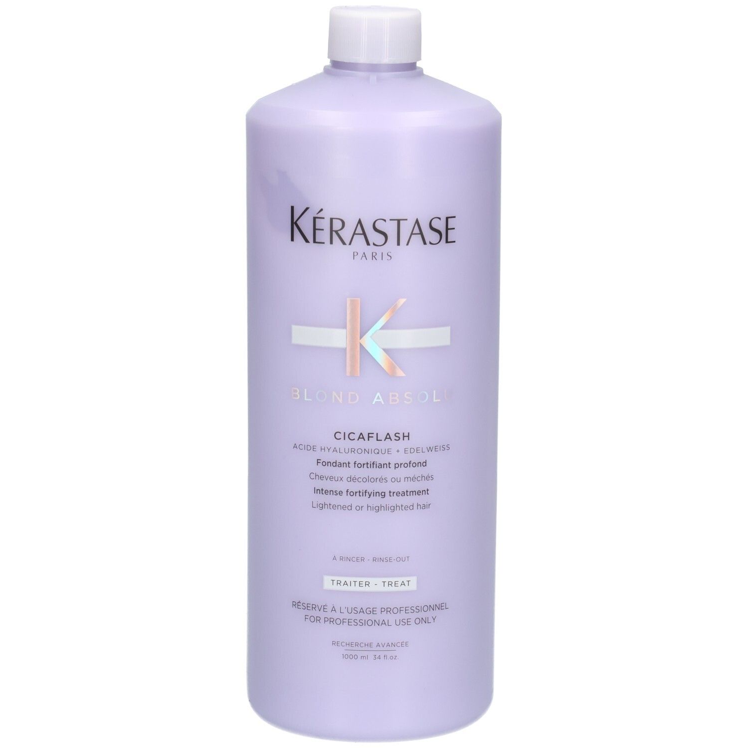 Kérastase Blond Absolu Cicaflash Conditioner in 1000ml fles. Zalmkleurig K-logo op de voorkant.
