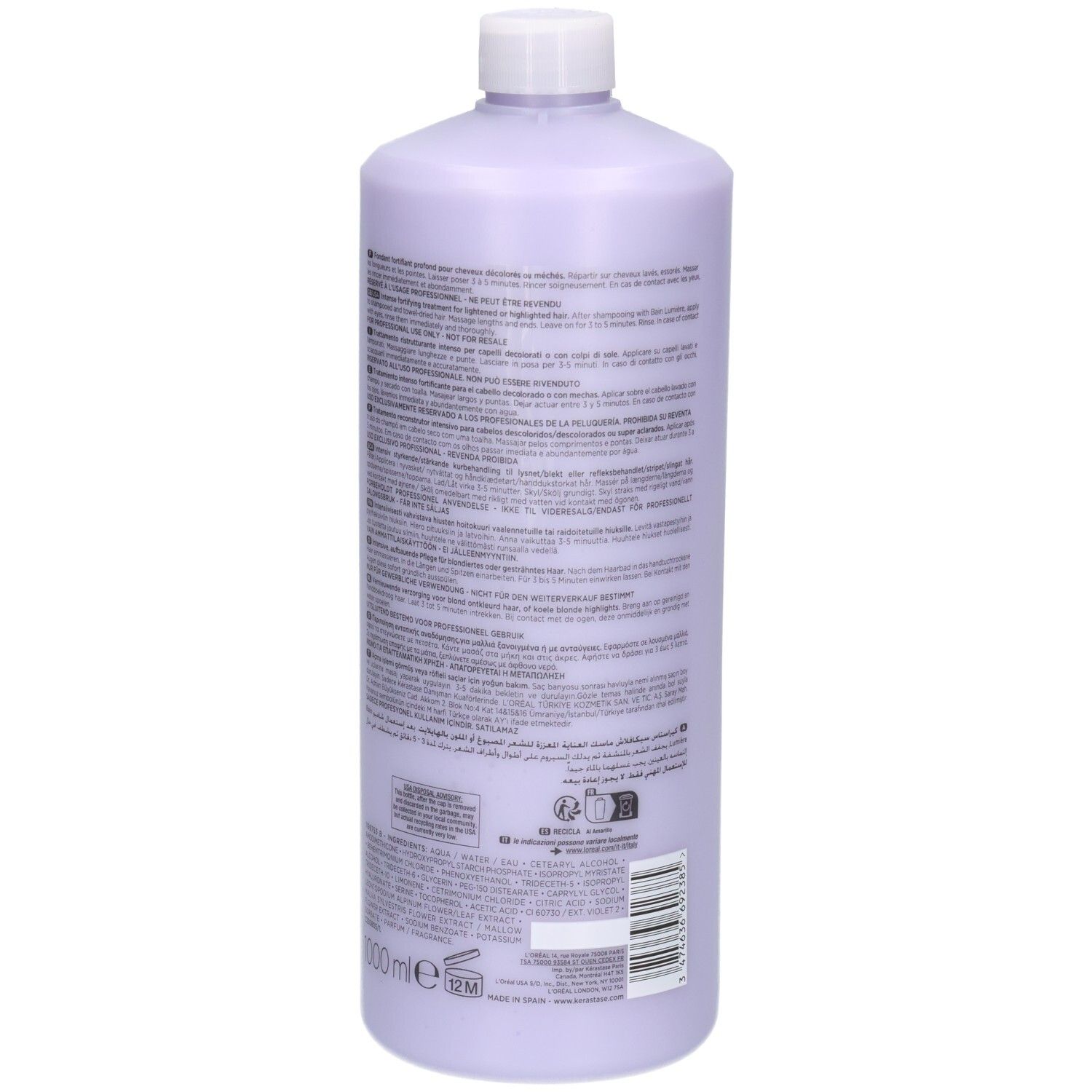 Achterkant van de Kérastase Blond Absolu Cicaflash Conditioner 1000ml fles met productinformatie.