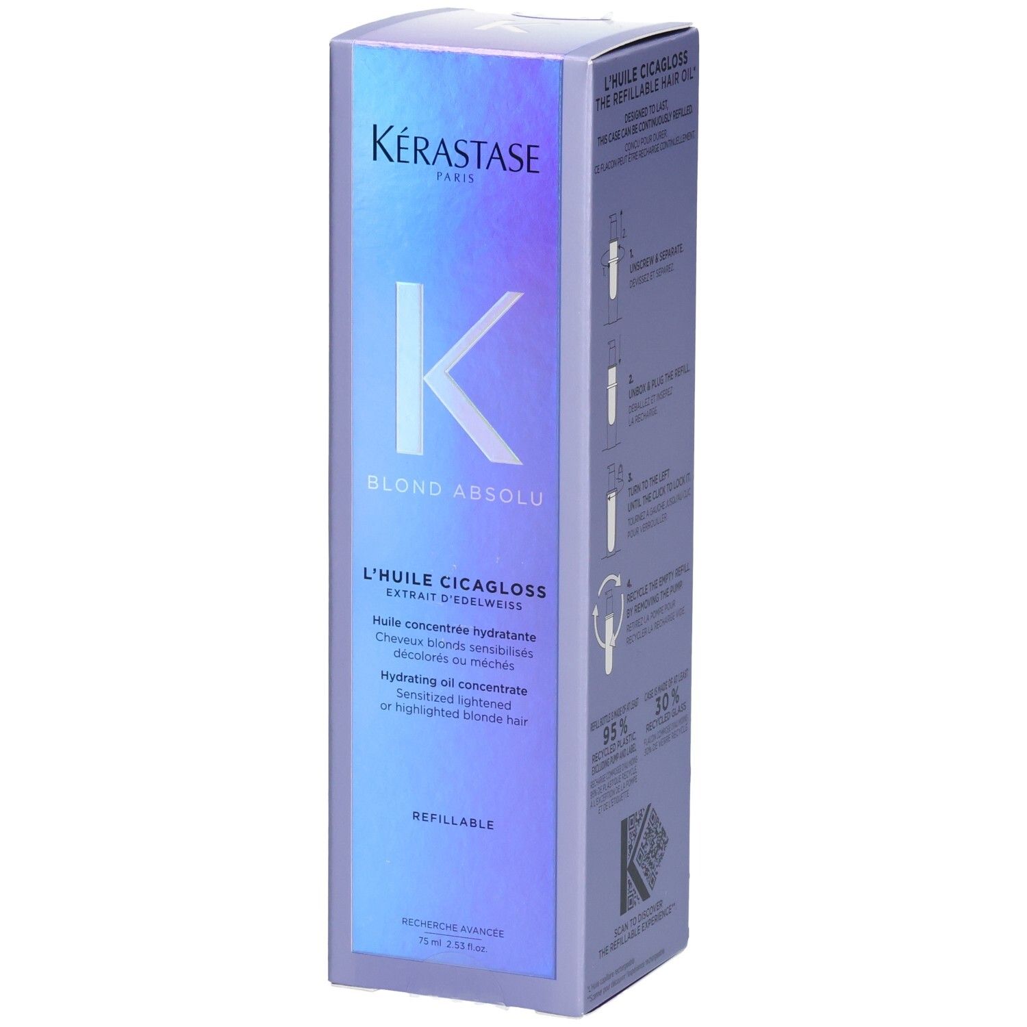 Kérastase Blond Absolu Huile Cicagloss navulbare haarolie verpakking.