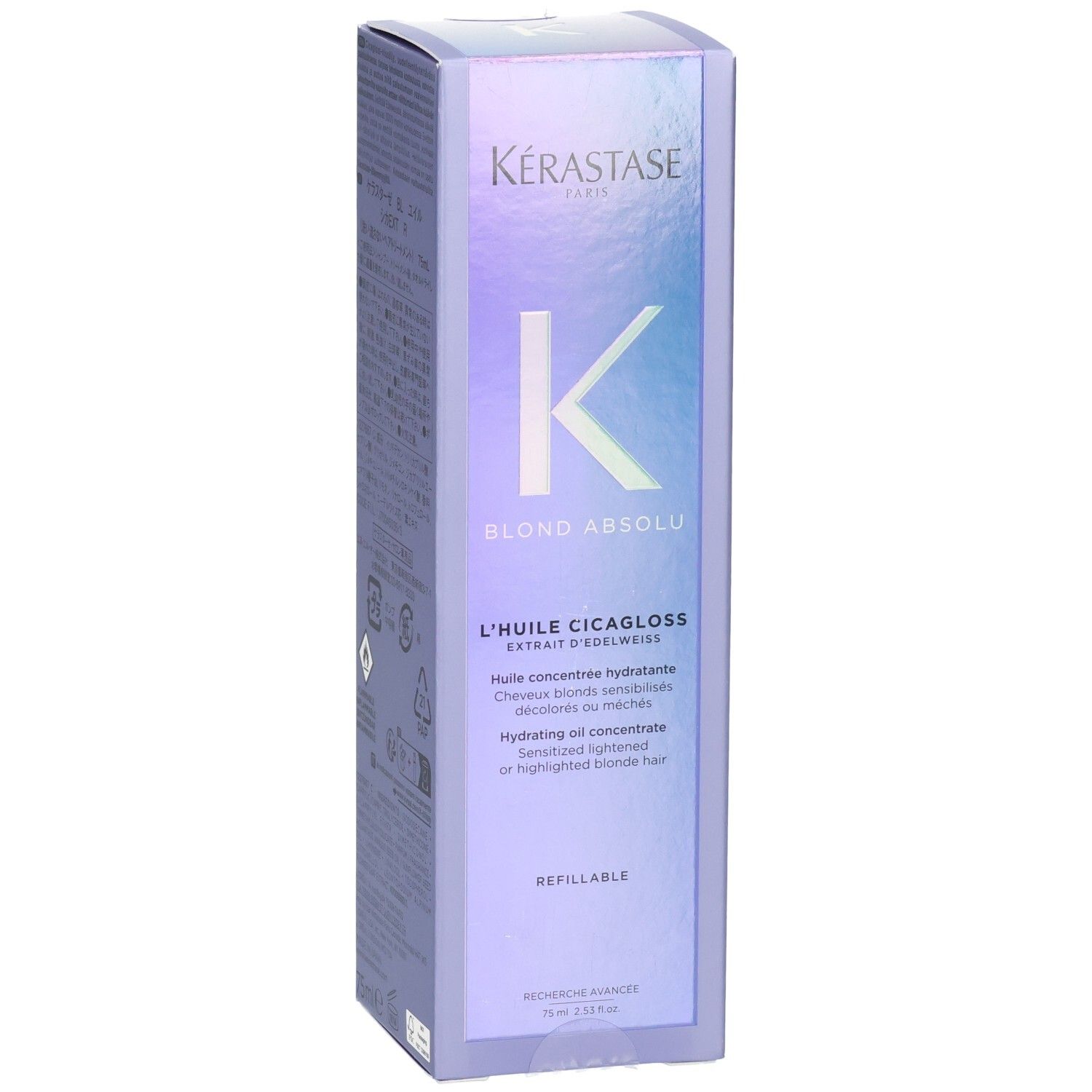 Kérastase Blond Absolu Huile Cicagloss navulbare haarolie verpakking, voorkant.