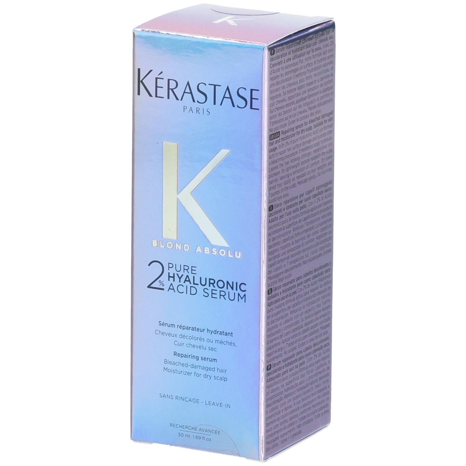 Sérum Kérastase Blond Absolu : flacon 50ml sur boîte. À l'acide hyaluronique.