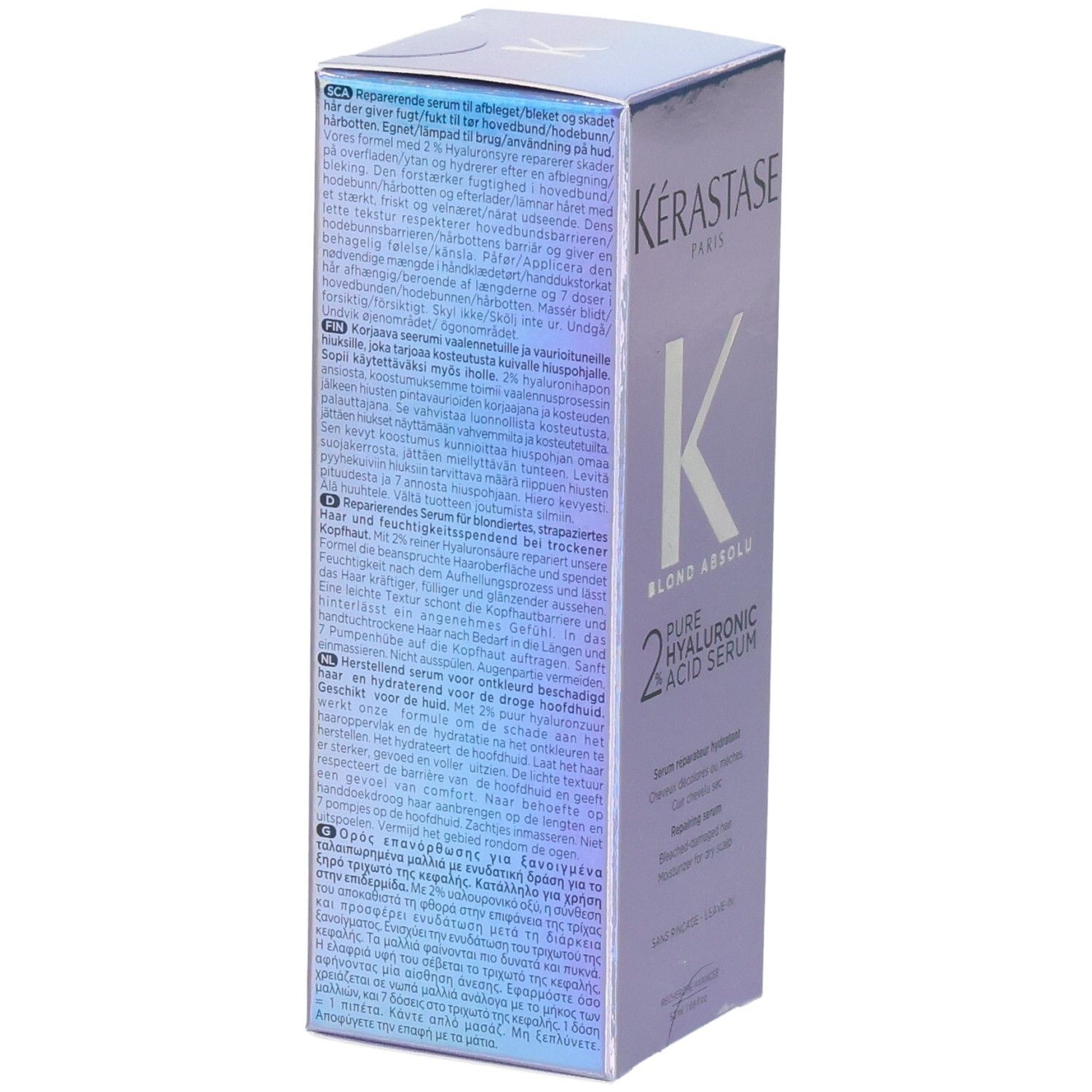 Sérum Kérastase Blond Absolu : boîte avec informations produit multilingues.