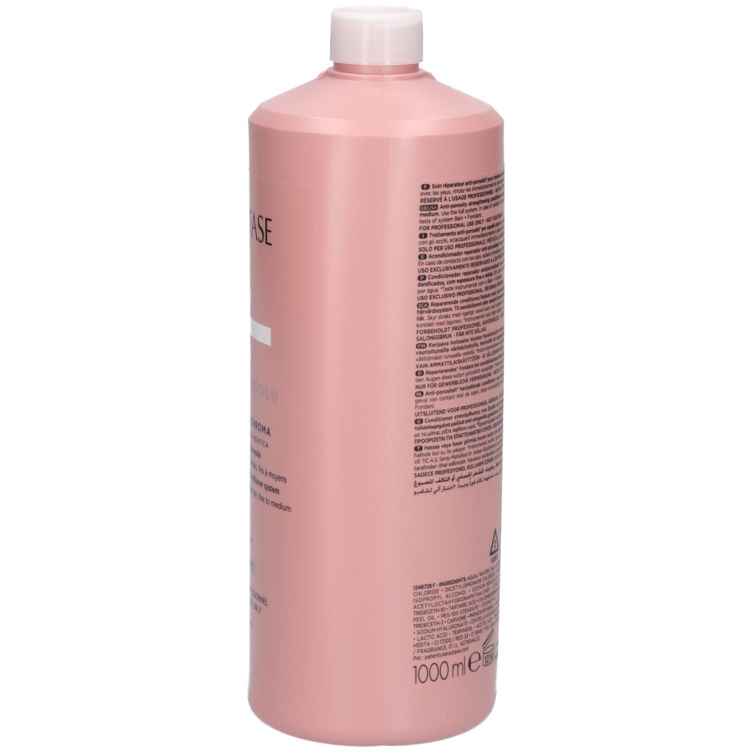 Zijkant van de Kérastase Chroma Absolu Fondant Cica Chroma 1000ml fles met tekst.