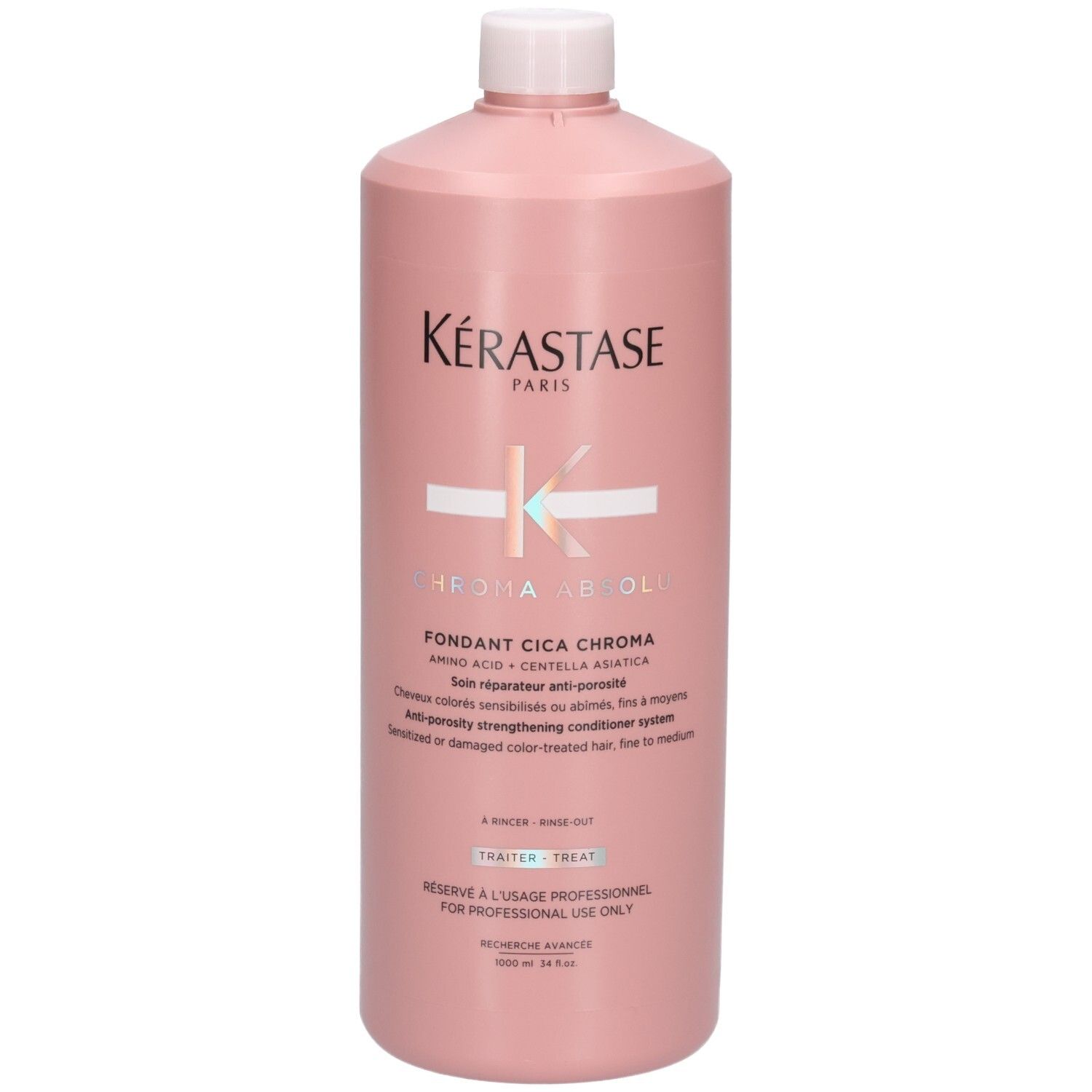 Kérastase Chroma Absolu Fondant Cica Chroma, 1000ml fles, licht schuin.