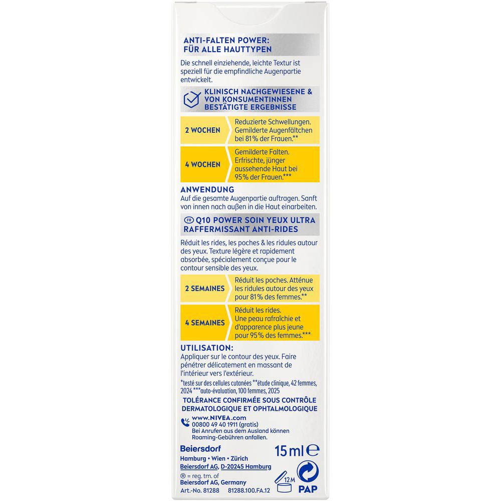 NIVEA Q10 Power oogcontourcrème tube met applicator.