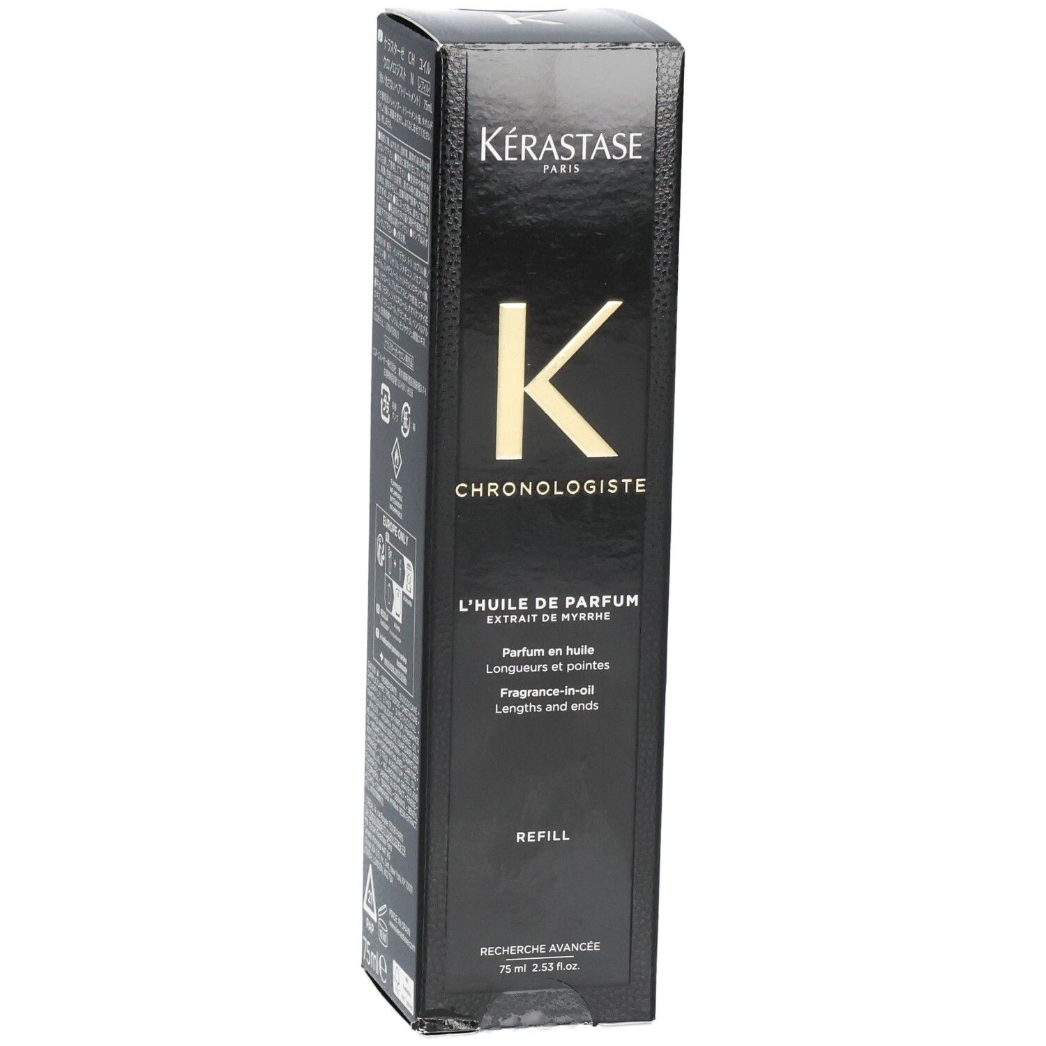 Kérastase Chronologiste L'Huile de Parfum navulling, 75ml, met focus op het K-logo.