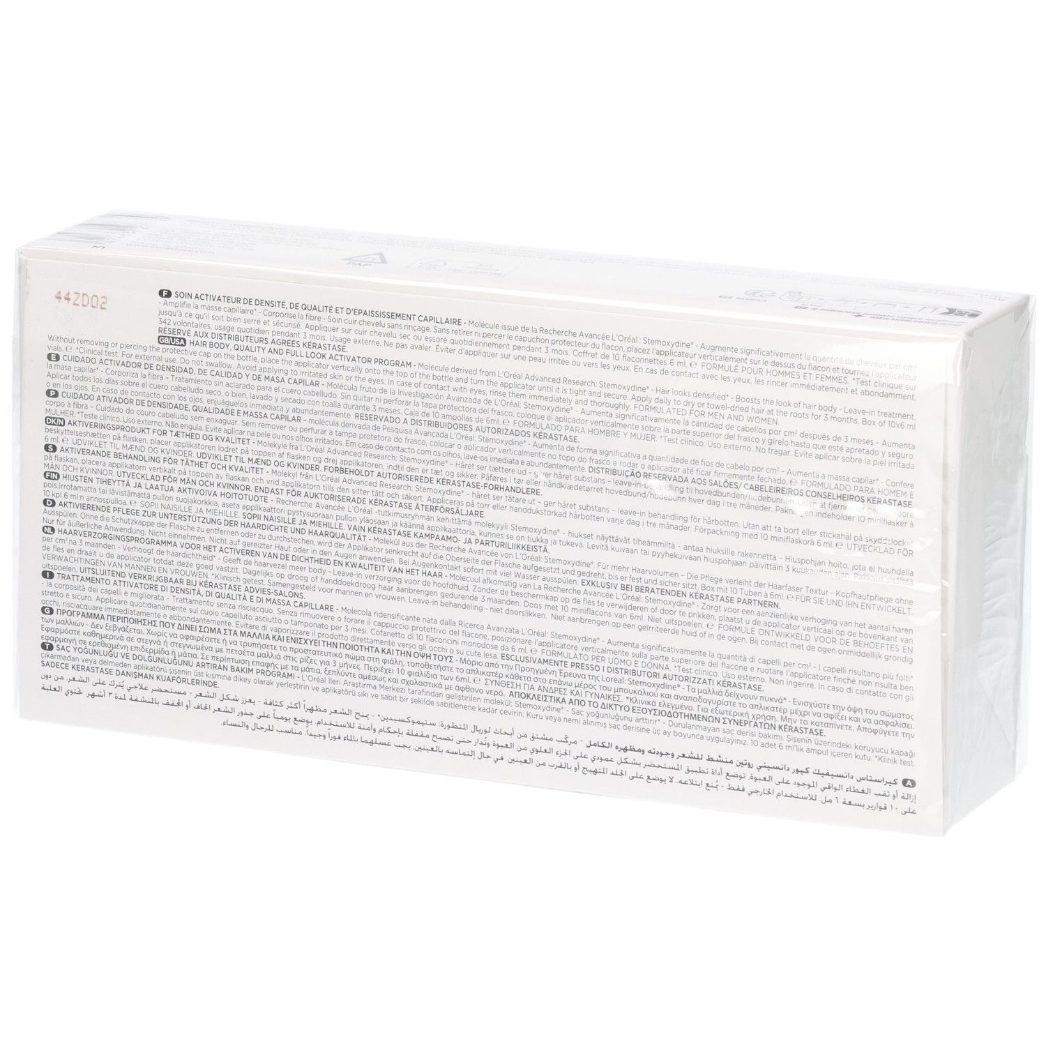Kérastase Densifique Cure Densité, boîte de cure, verso avec texte.
