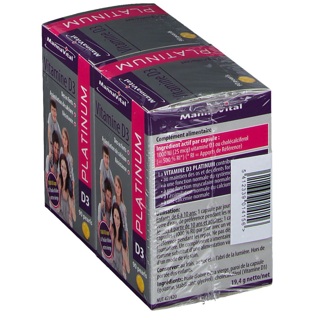 Mannavital Vitamine D3 Platinum Pearls DUO
