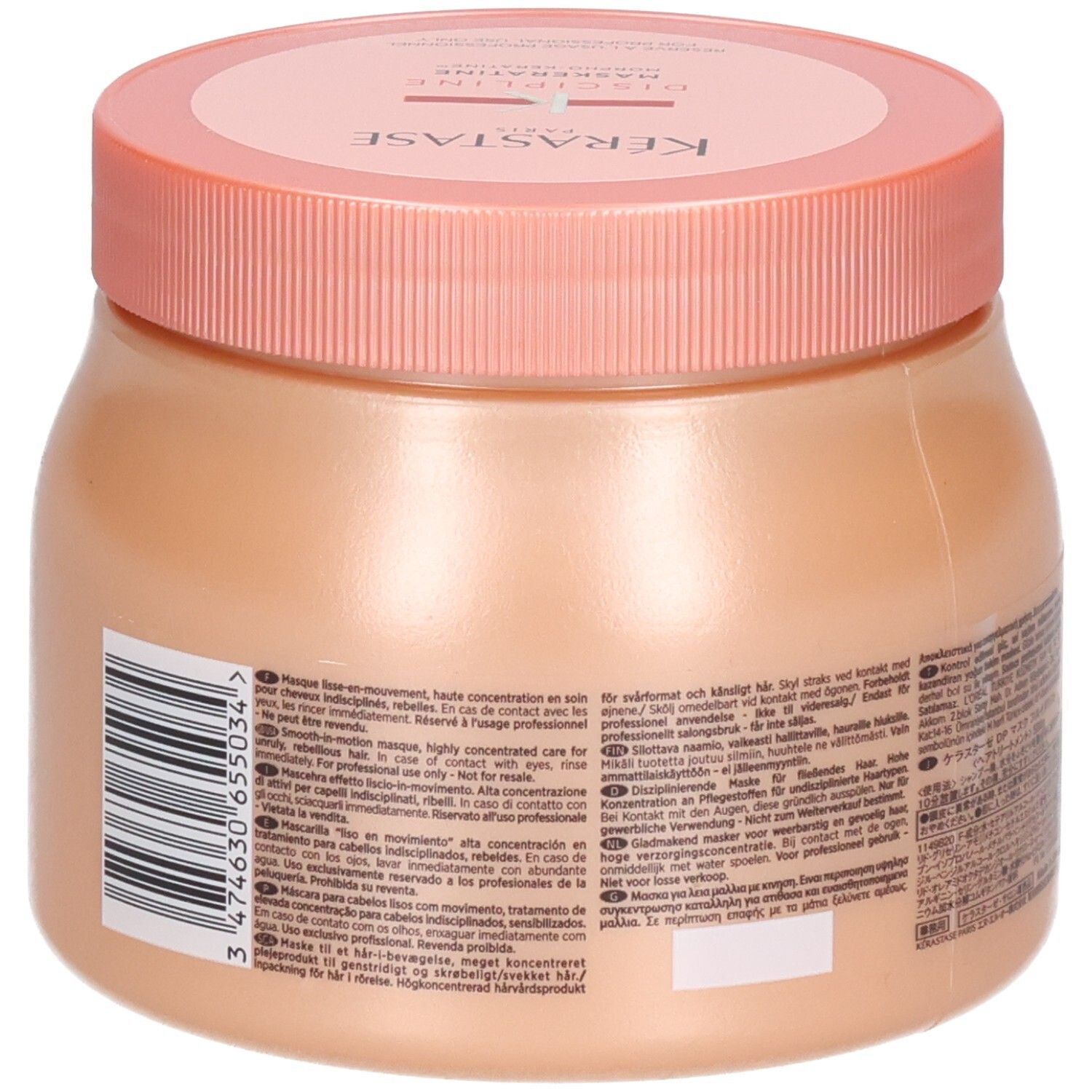 Kérastase Maskeratine masque, côté avec code-barres et volume 500ml.