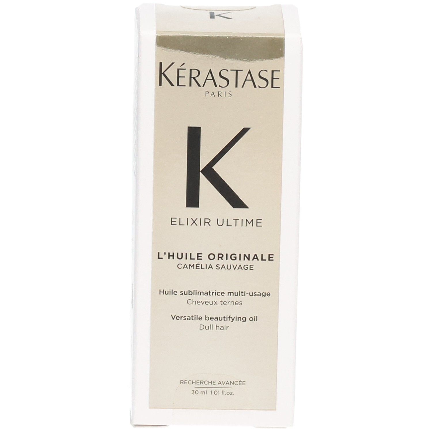 KÉRASTASE Elixir Ultime L’Huile Originale, informations en portugais et espagnol.
