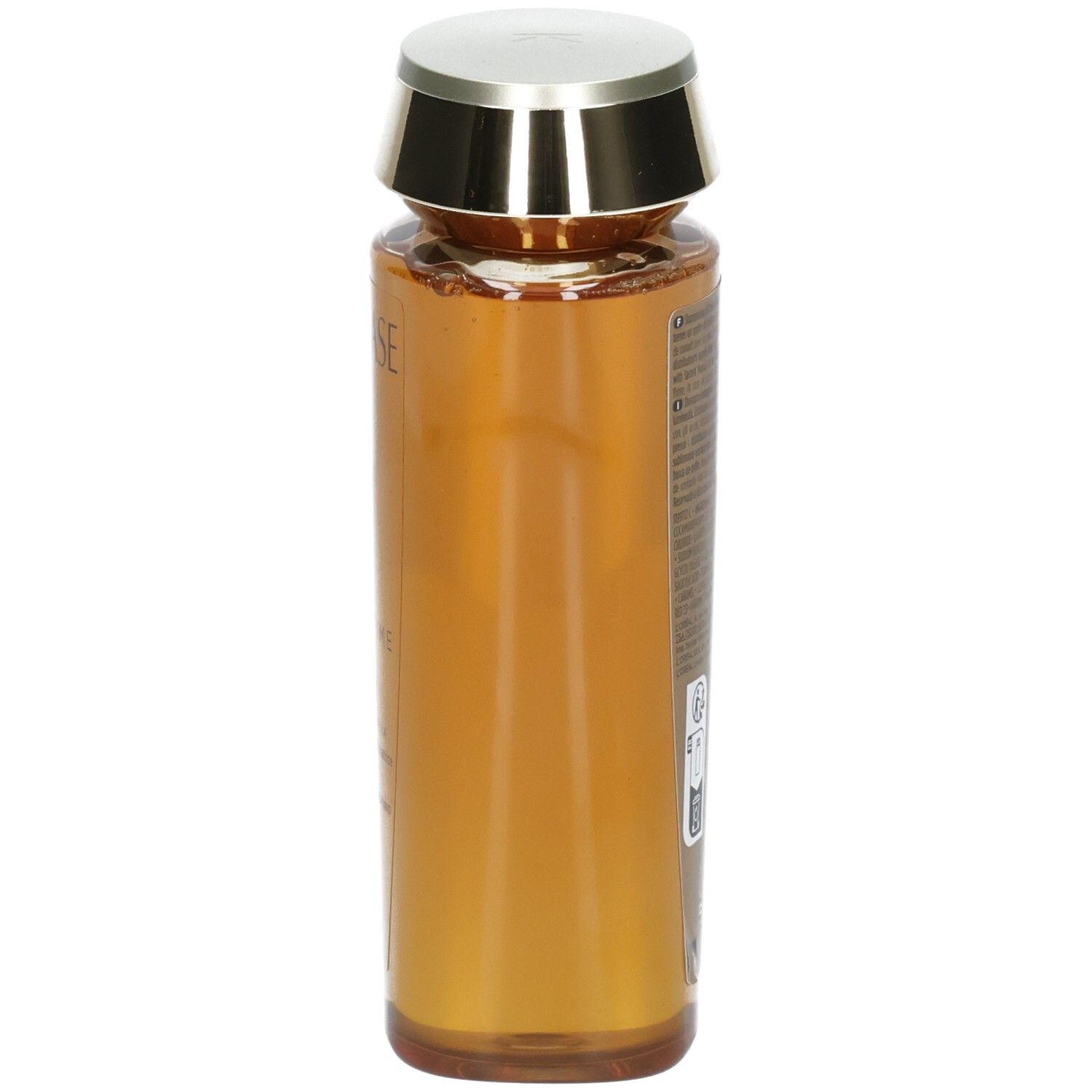 Shampooing Kérastase Elixir Ultime Le Bain, vue latérale d'un flacon de 250ml avec bouchon doré.
