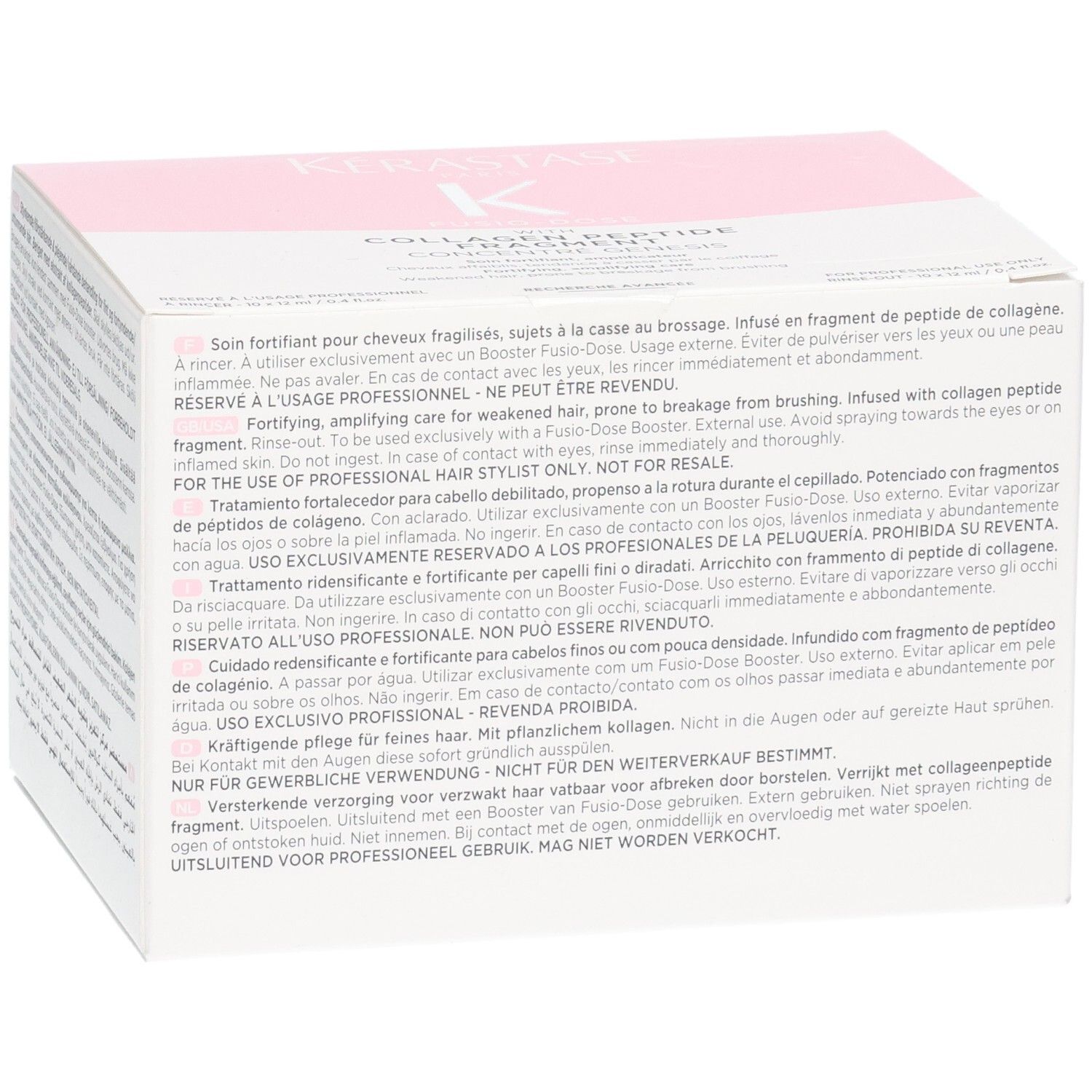 Kérastase Fusio-Dose Booster Brillance verpakking met gebruiksinstructies.