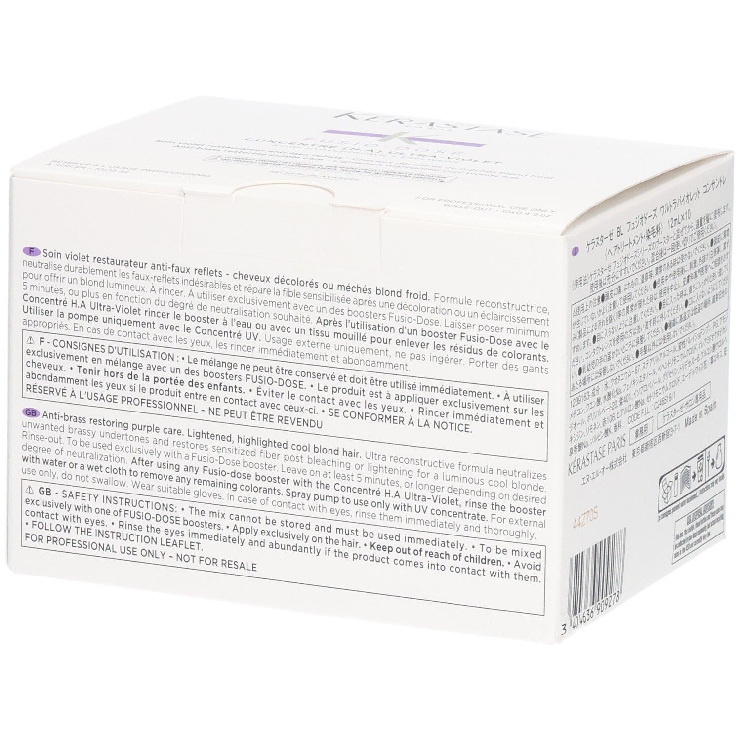 Boîte Kérastase Fusio-Dose Concentré Nutritive avec informations produit et code-barres.