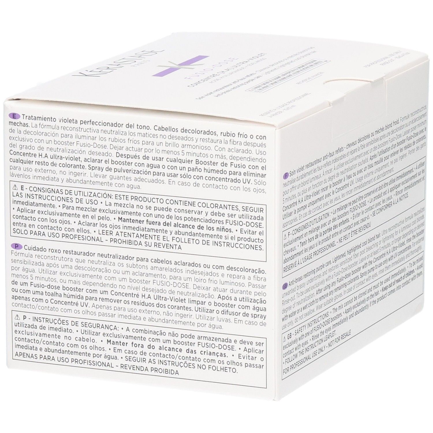 Boîte Kérastase Fusio-Dose Concentré Nutritive avec instructions d'utilisation détaillées en plusieurs langues.