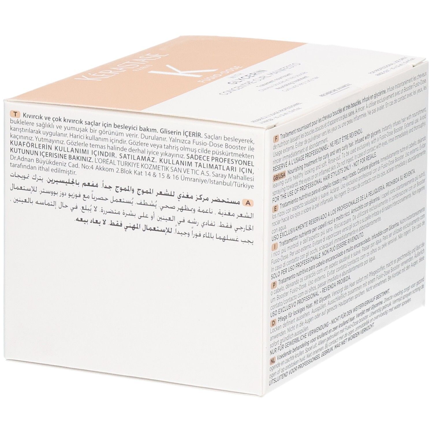 Kérastase Fusio-Dose Concentré Curl Manifesto doos, achterkant met tekst.