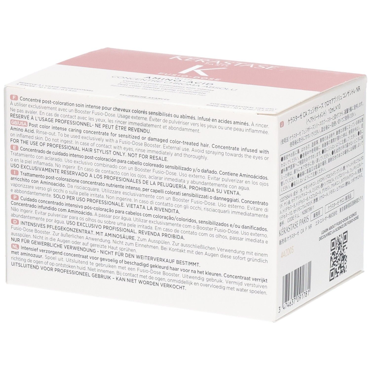 Boîte Kérastase Fusio-Dose Concentré Genesis avec informations textuelles et code-barres.