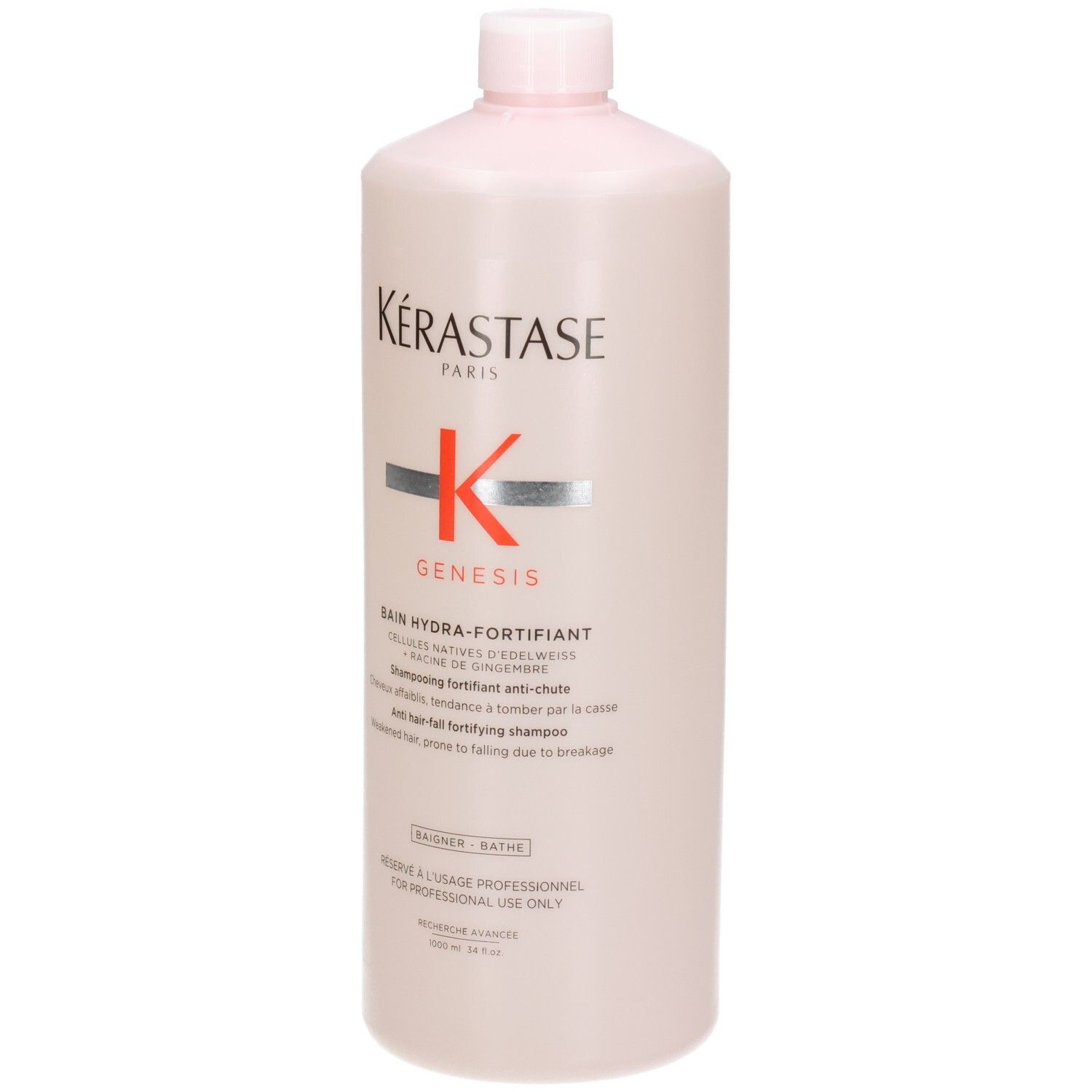 Kérastase Genesis Bain Hydra-Fortifiant Shampooing, flacon 1000ml, vue de face.