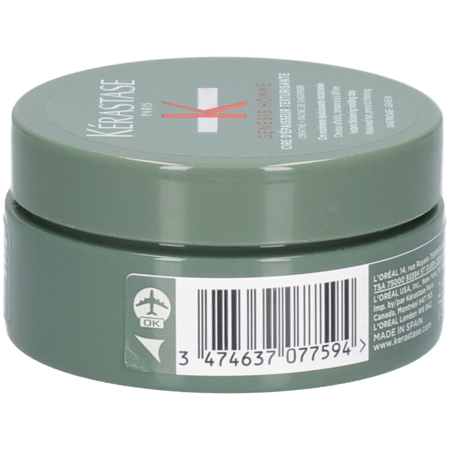 Pot vert avec logo Kérastase et code-barres. 75 ml.