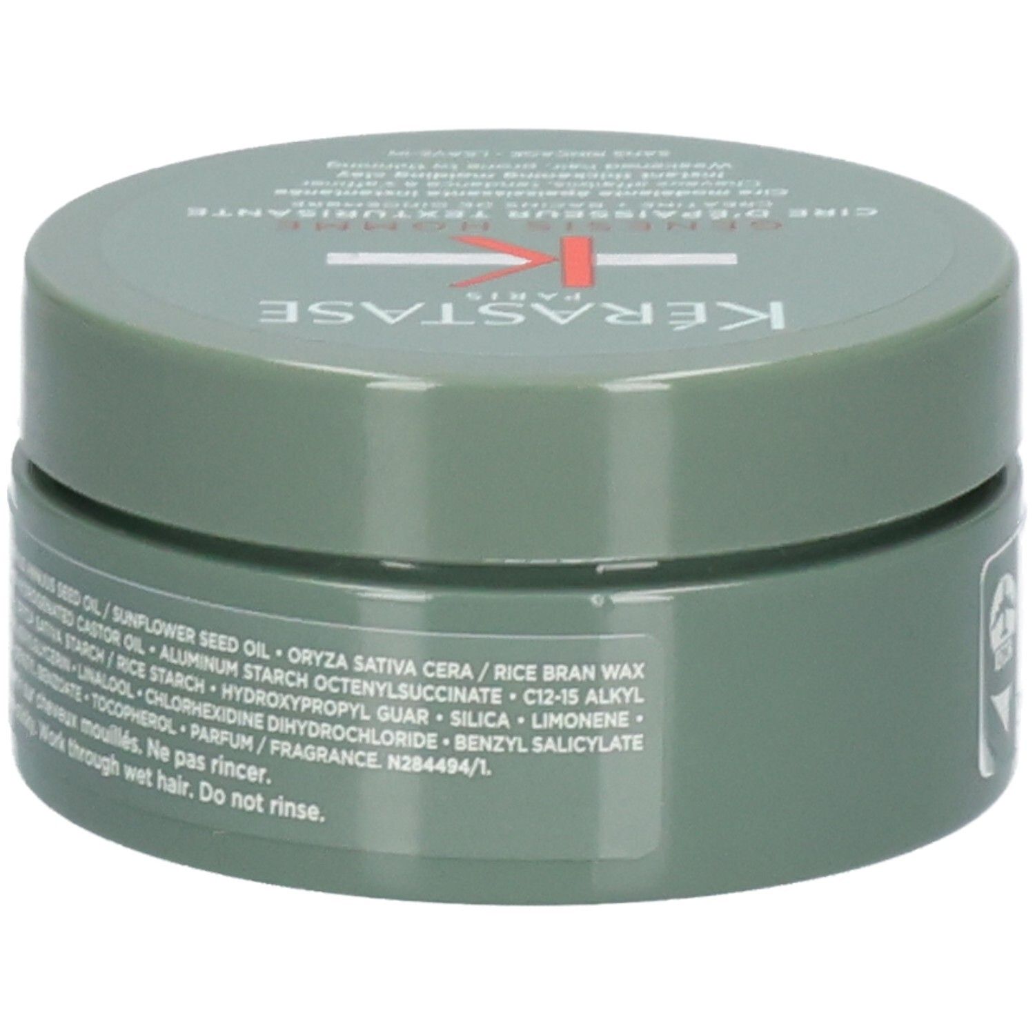 Pot vert avec logo Kérastase et liste des ingrédients. 75 ml.