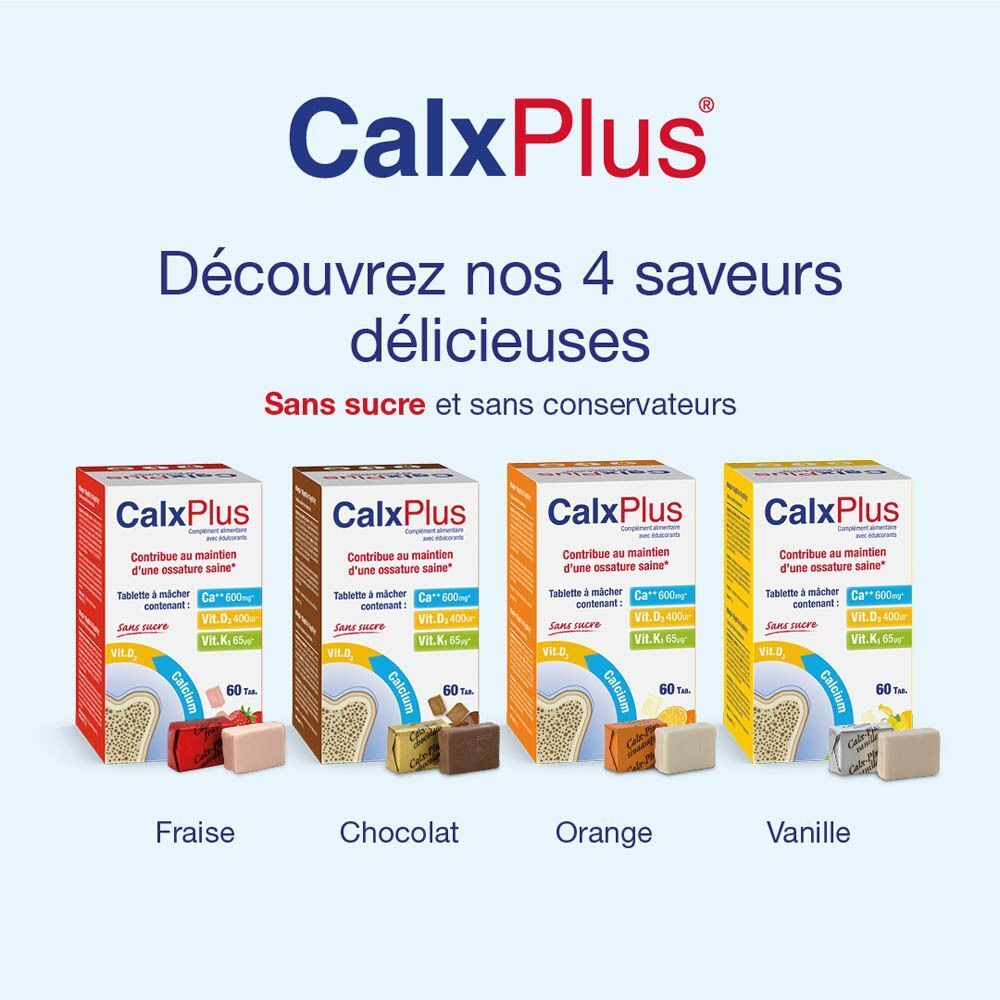 Homme avec maquillage facial et tirant la langue. Graphiques avec calcium, vitamine D3 et K1.