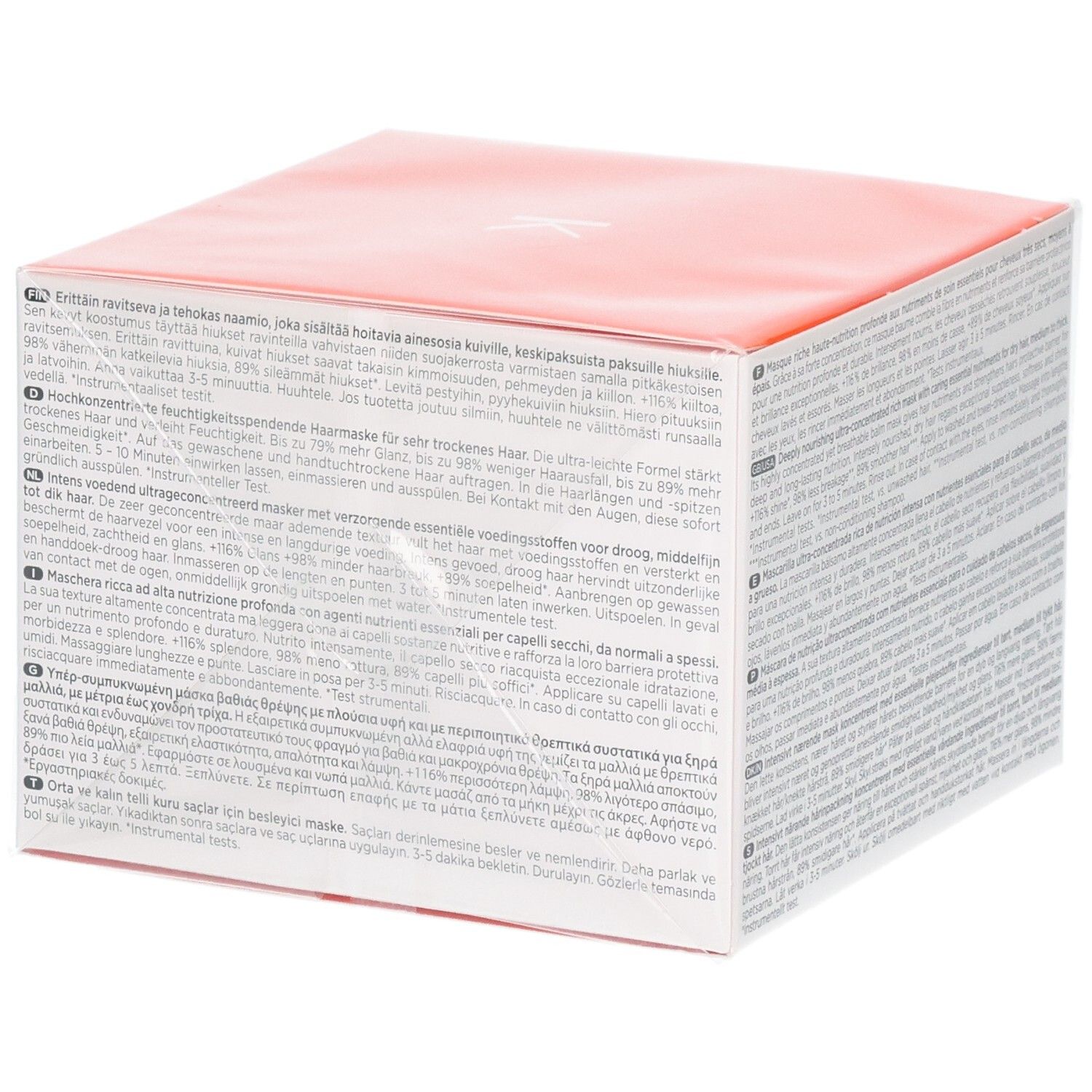 Kérastase Nutritive Masquintense Riche haarmasker verpakking met tekstuele informatie.