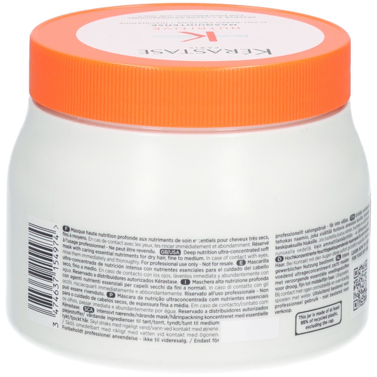 Kérastase Masquintense soin profond face avant avec code-barres et instructions. 500ml.
