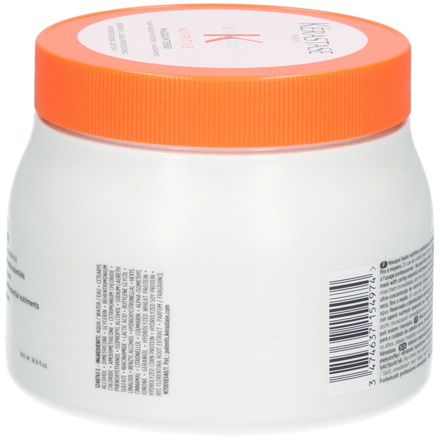 Kérastase Masquintense soin profond verso avec liste d'ingrédients. 500ml.