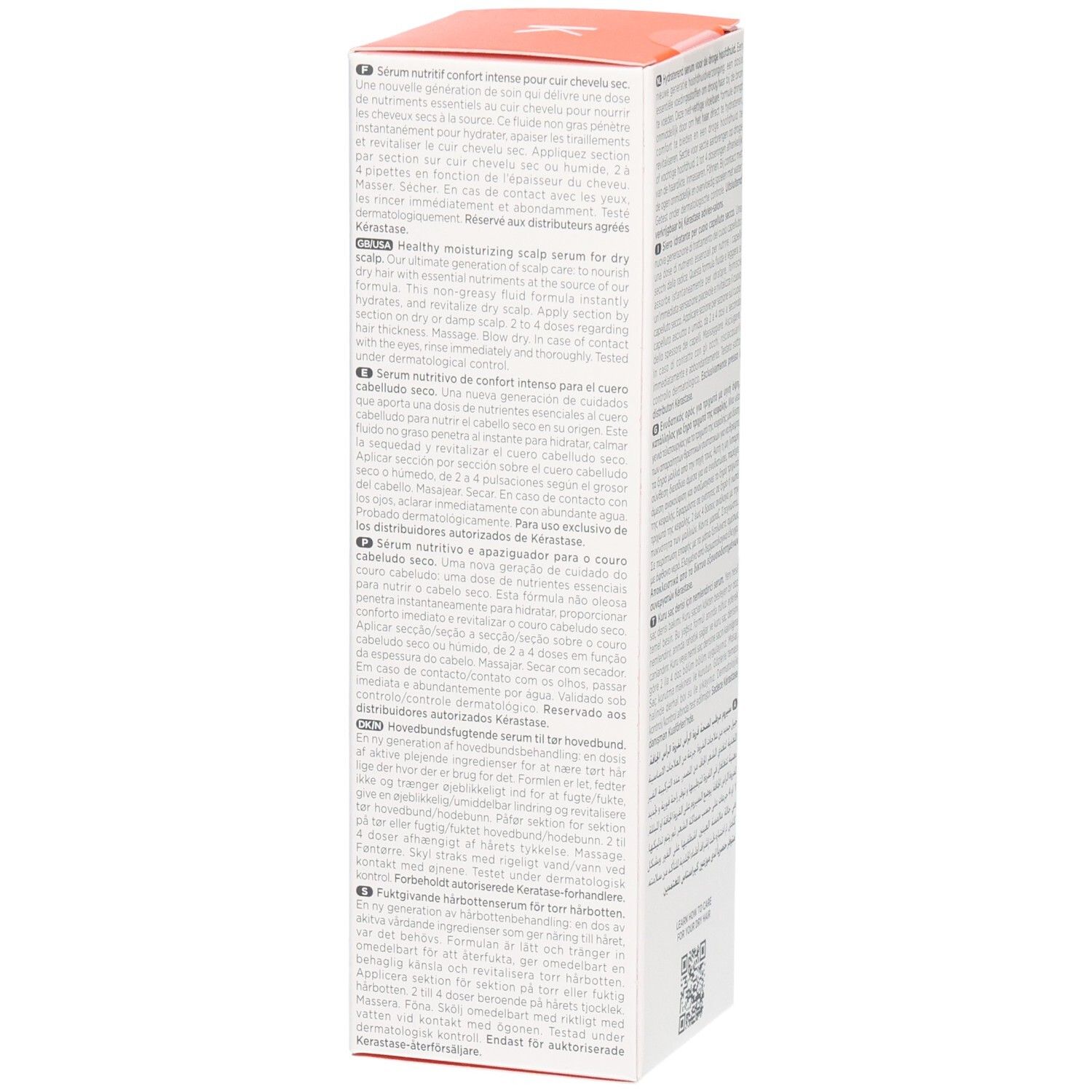 Zijkant van de Kérastase Nutritive Nutri-Supplement Scalp Serum verpakking met gebruiksinstructies.