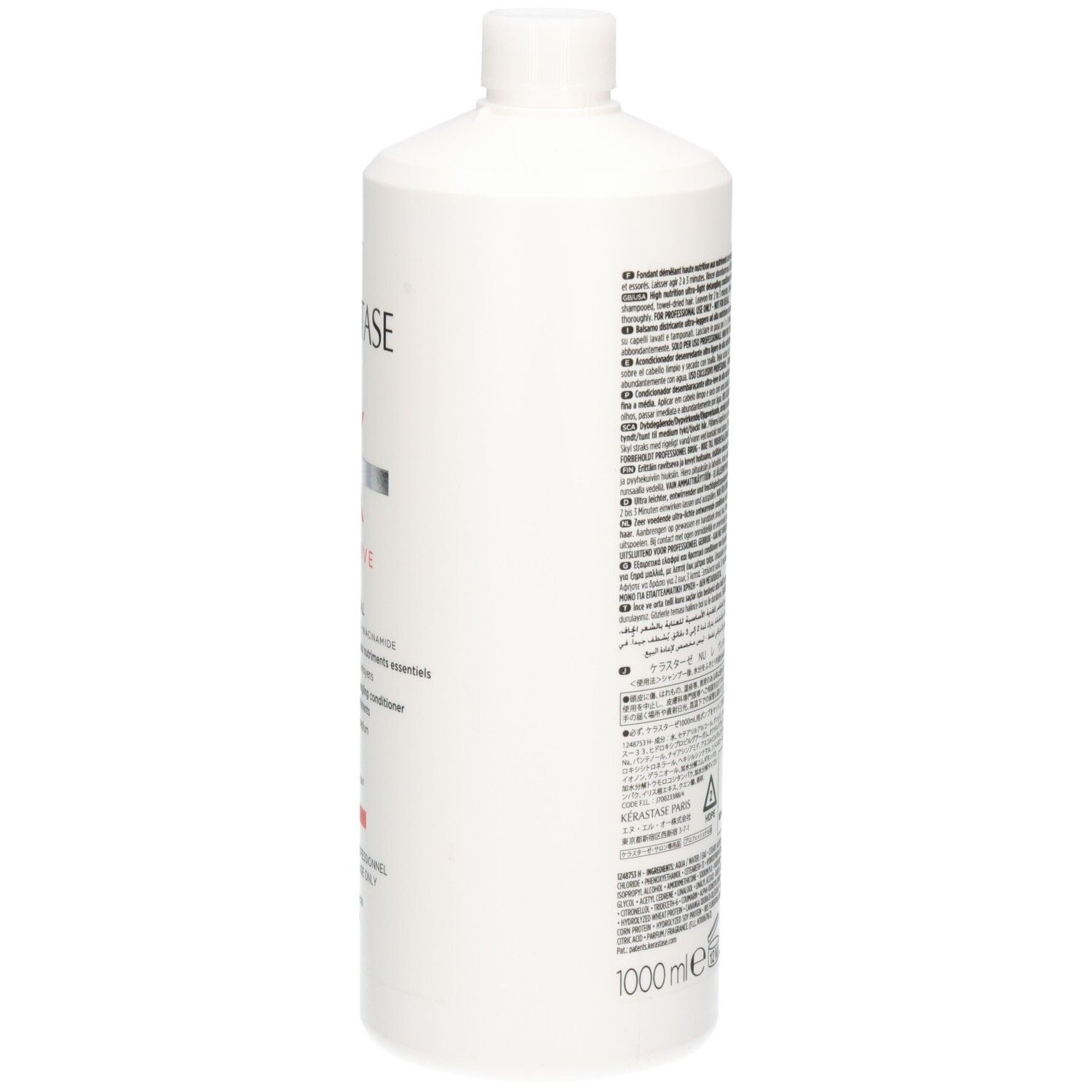 Kérastase Nutritive Lait Vital : côté du flacon blanc avec instructions détaillées.