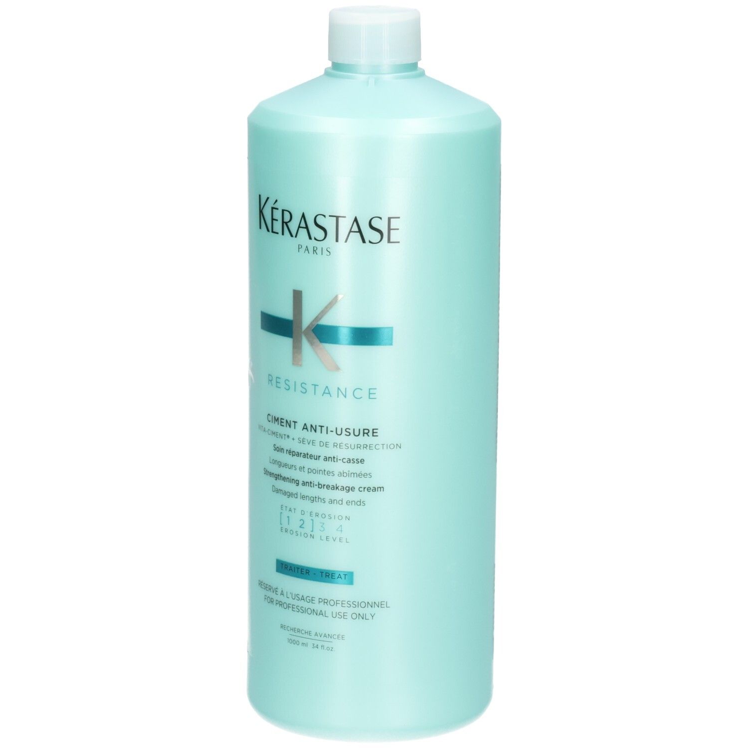 Fles Kérastase Resistance Ciment Anti-Usure. Versterkende crème tegen haarbreuk, voor beschadigde lengtes.