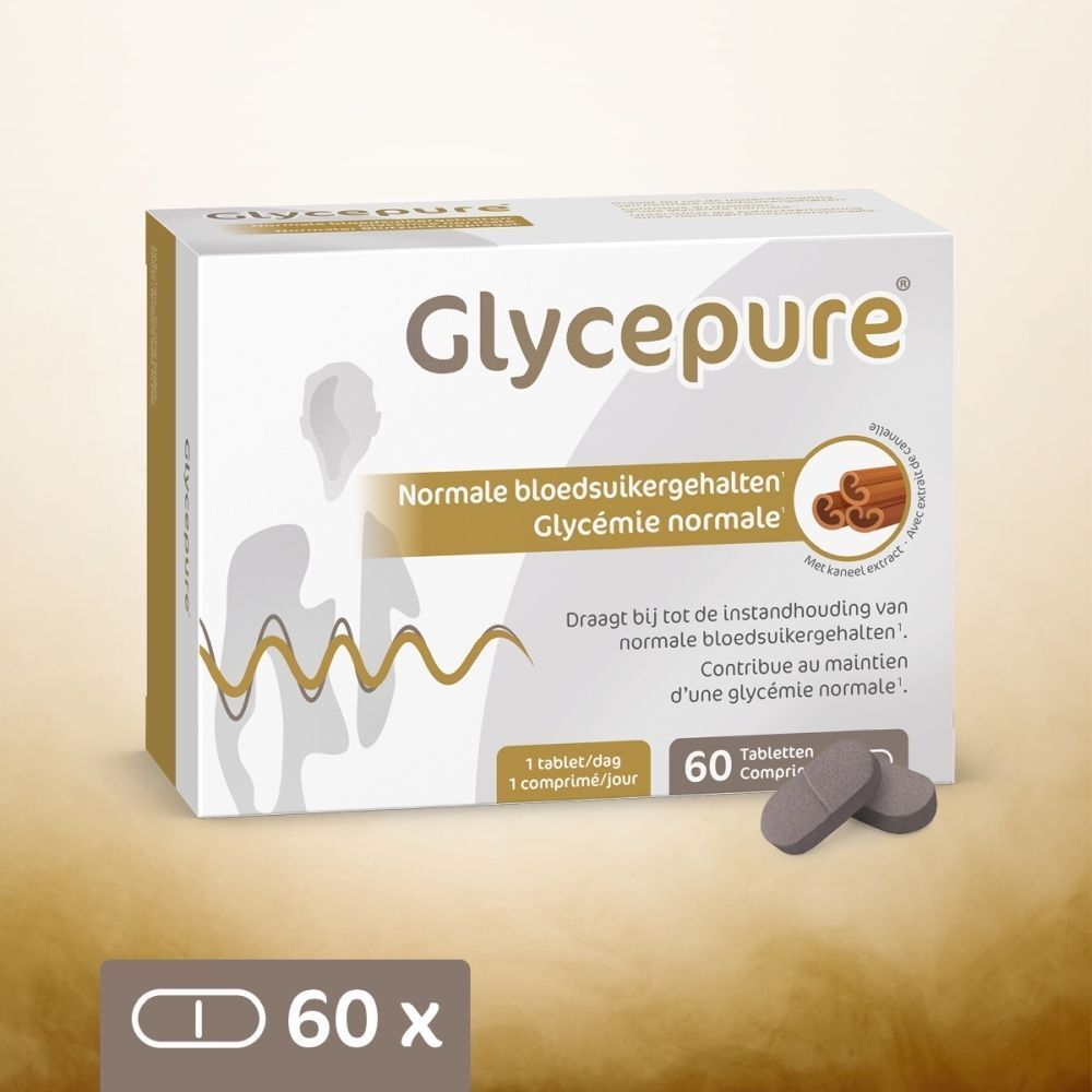 Boîte Glycepure de 60 comprimés, gros plan.