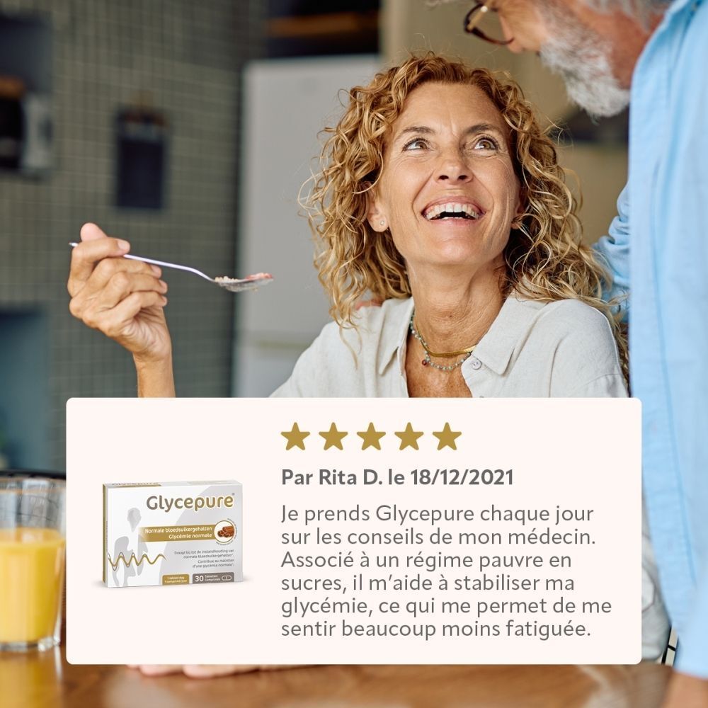 Avis client Glycepure: Stabilise la glycémie, réduit la fatigue.