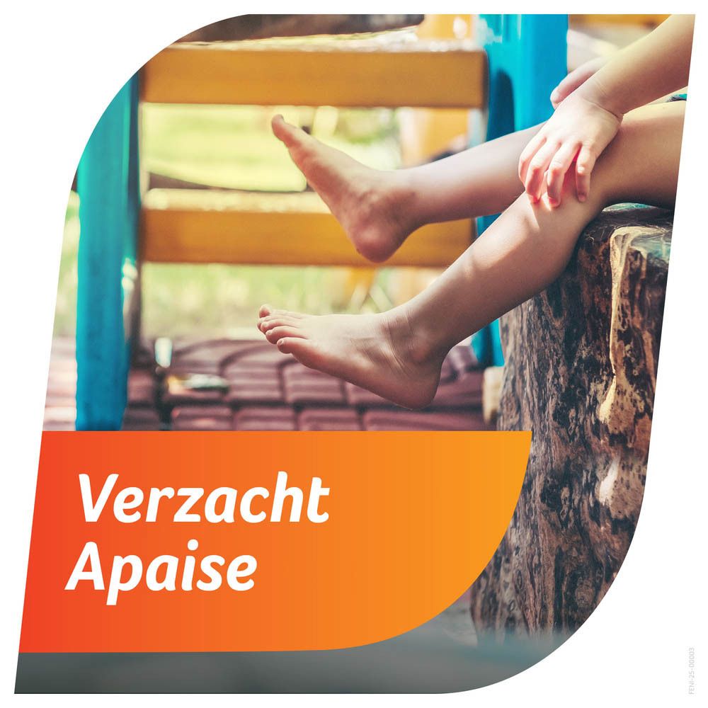 Een vrouw en een kind wijzen ergens naar. Tekst: 3-in-1 verlichting, Soulagement 3-en-1.