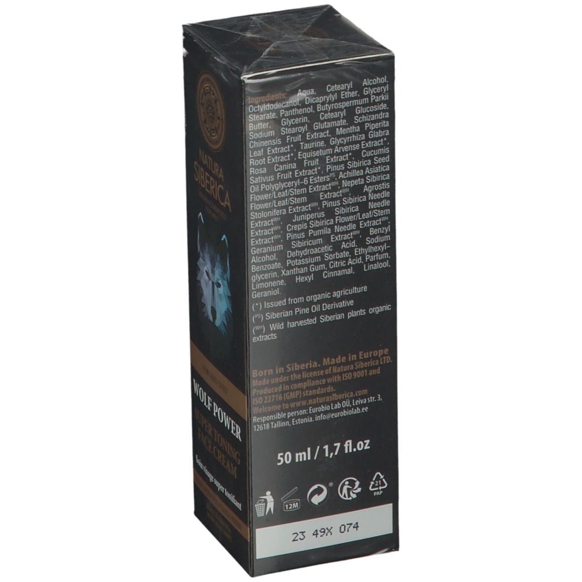 Natura Siberica Homme Crème Super Tonifiante Wolf Power