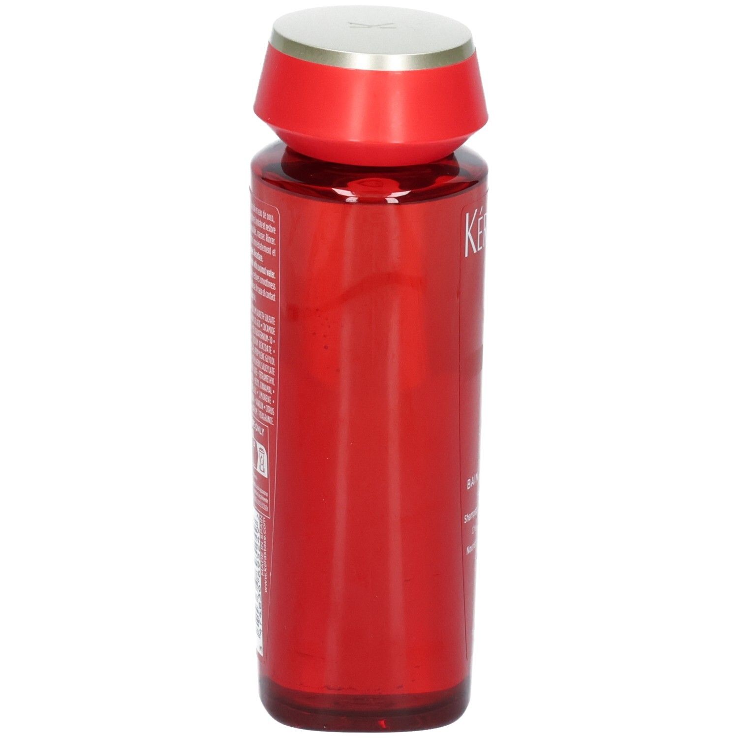 Bouteille Kérastase Soleil Bain Après-Soleil rouge, vue arrière avec texte.