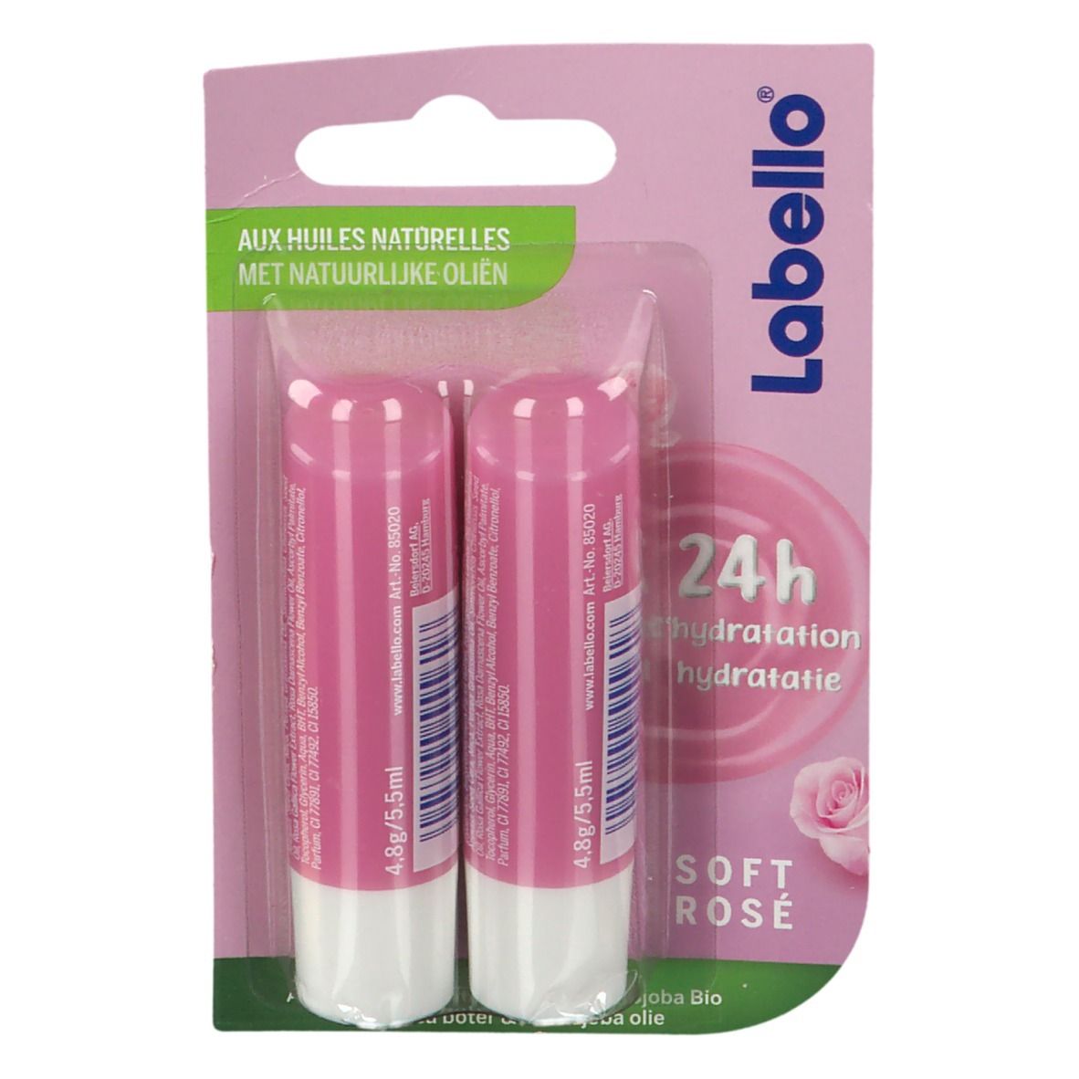 Labello Soft Rosé 24h DUO