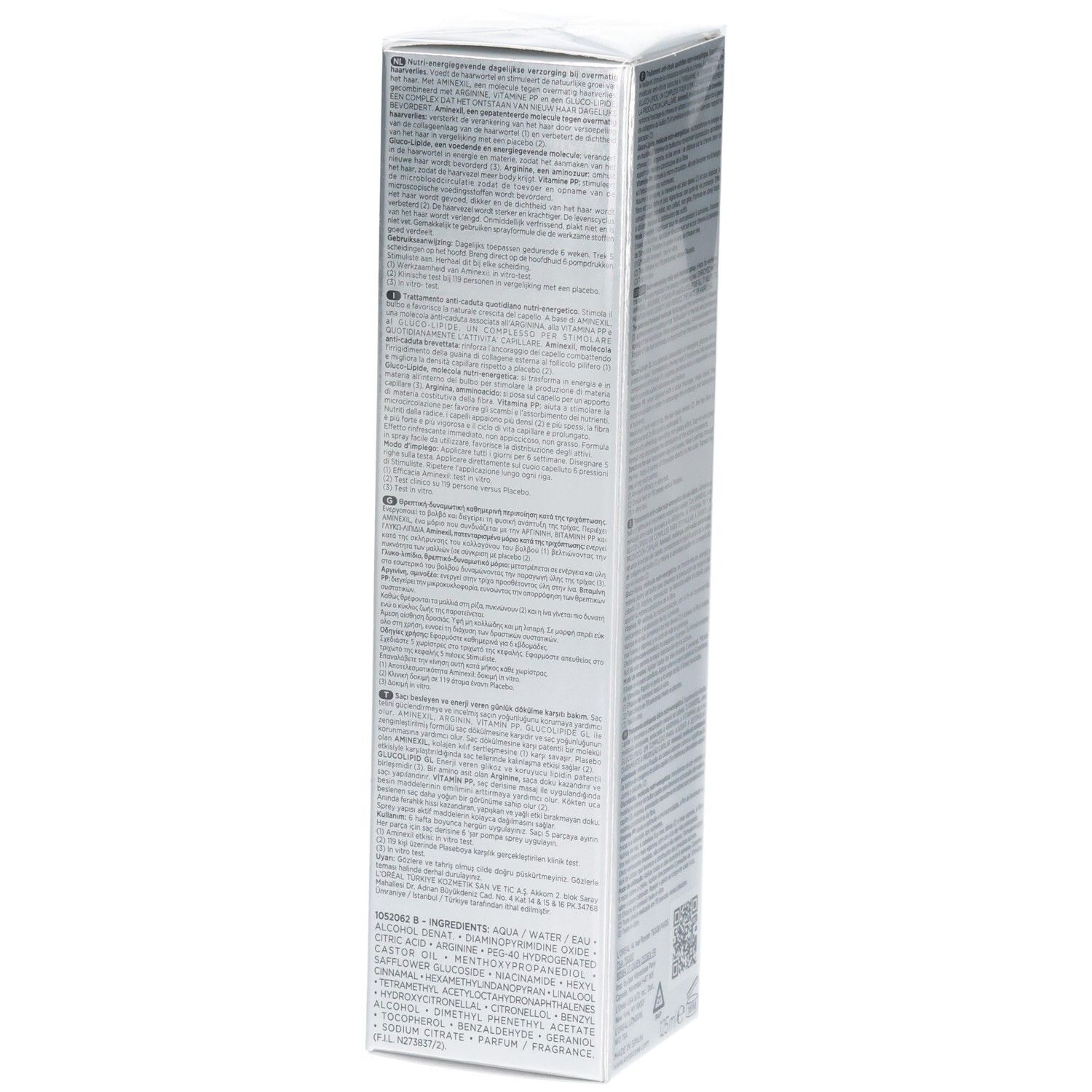 Flacon Kérastase Spécifique Stimuliste. Vue latérale avec informations détaillées et ingrédients.