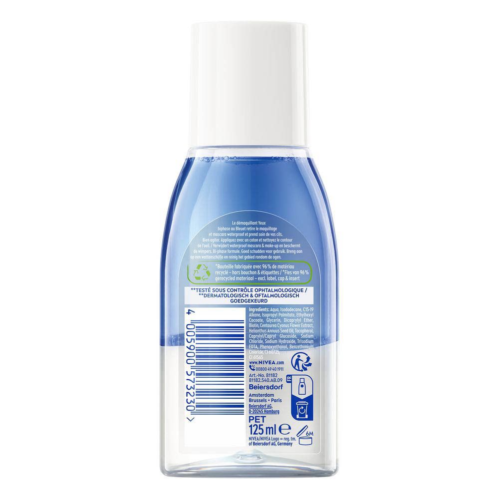 NIVEA oogmake-up remover, Franse belettering, "Efficacité Waterproof".