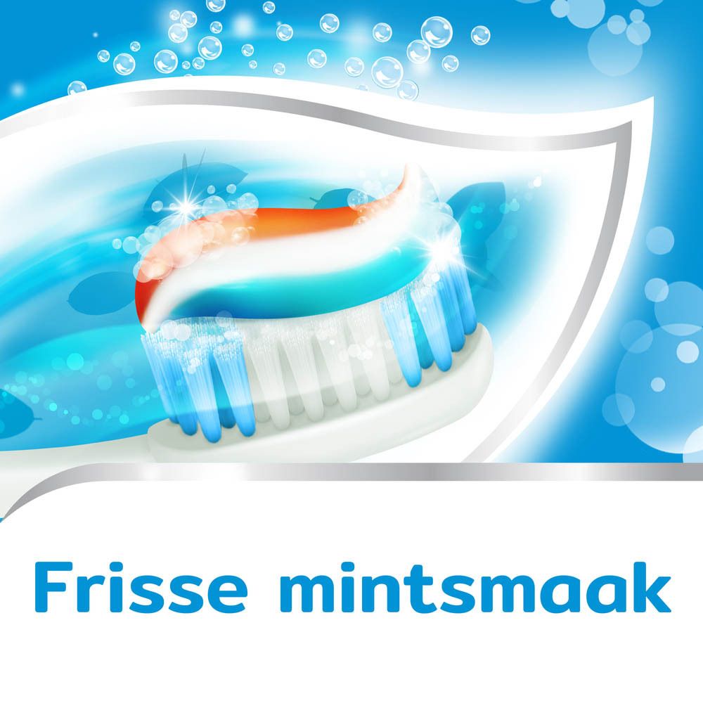Boîte de dentifrice. Inscriptions : Aquafresh, freshmint.