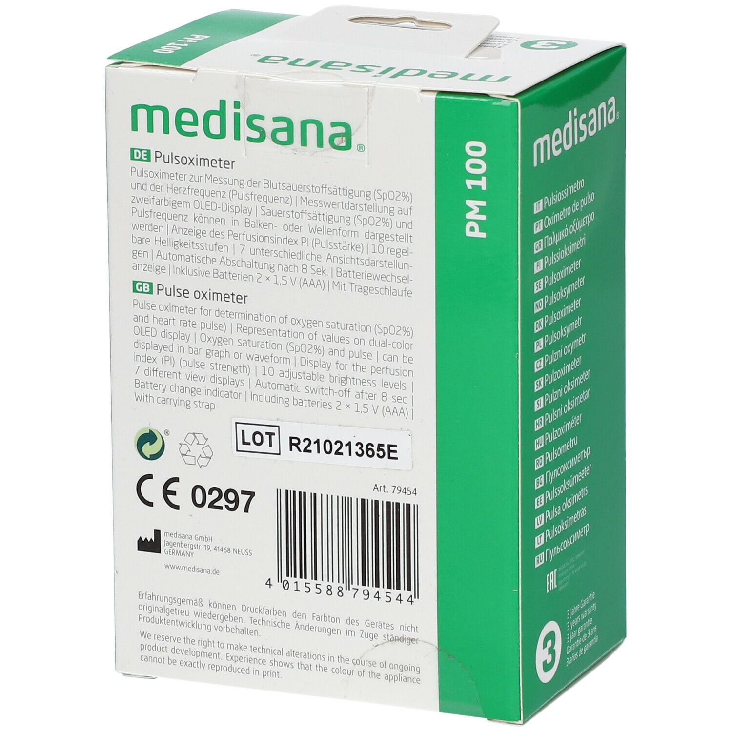 Medisana Oxymètre Noir PM100