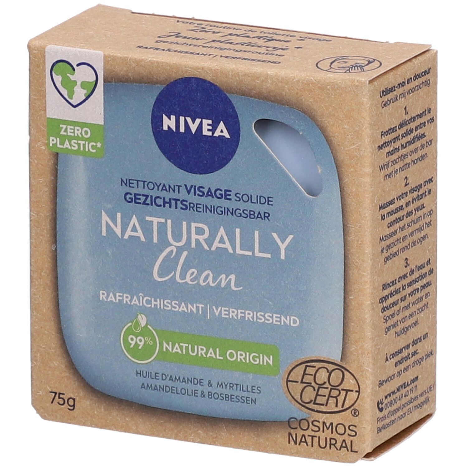 Nivea Naturally Clean Nettoyant Visage Solide Rafraîchissant Huile d'Amanda & Myrtilles