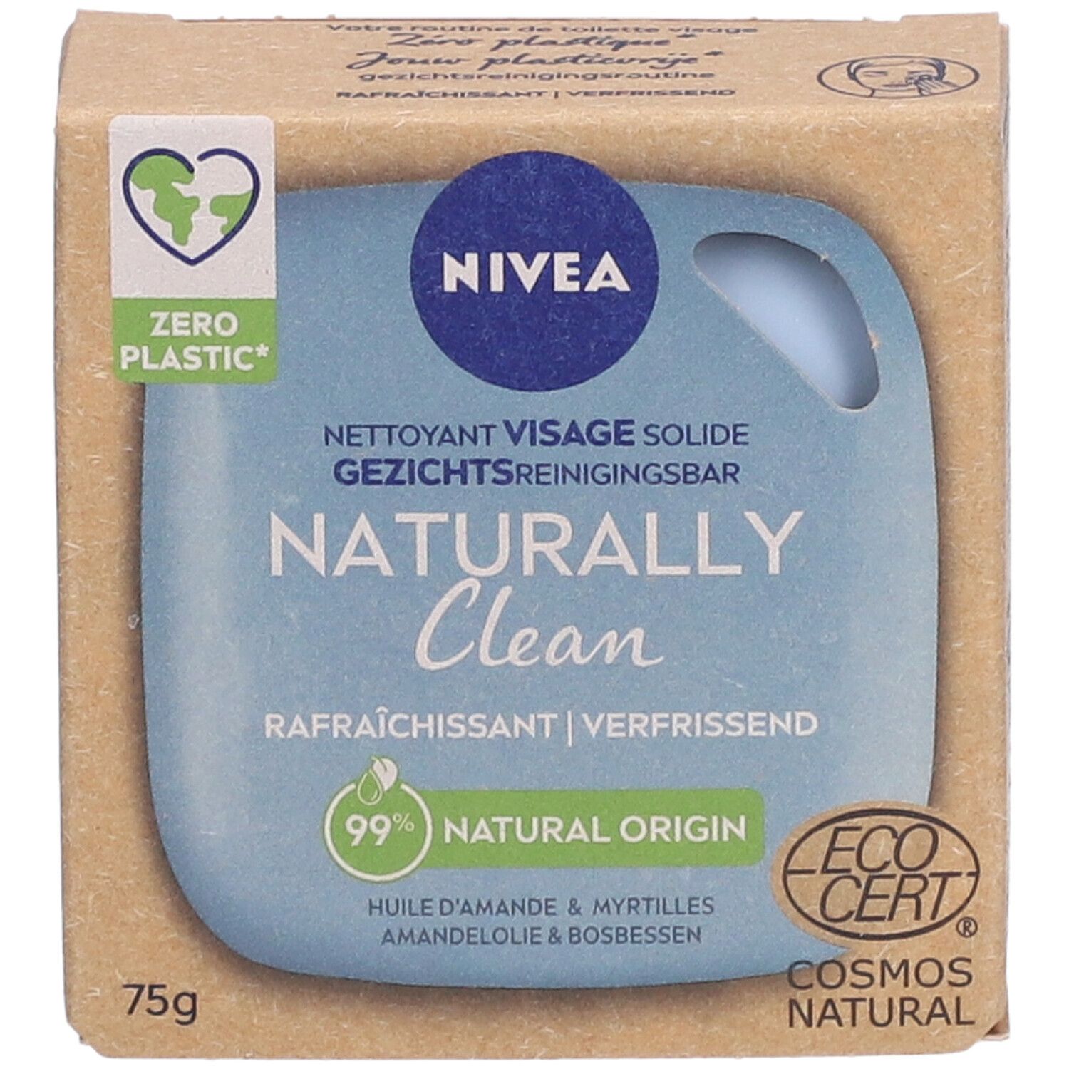 Nivea Naturally Clean Nettoyant Visage Solide Rafraîchissant Huile d'Amanda & Myrtilles