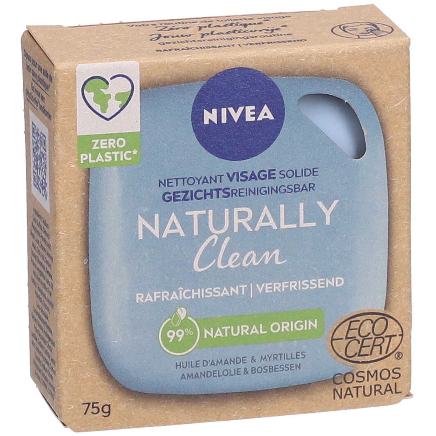 Nivea Naturally Clean Nettoyant Visage Solide Rafraîchissant Huile d'Amanda & Myrtilles