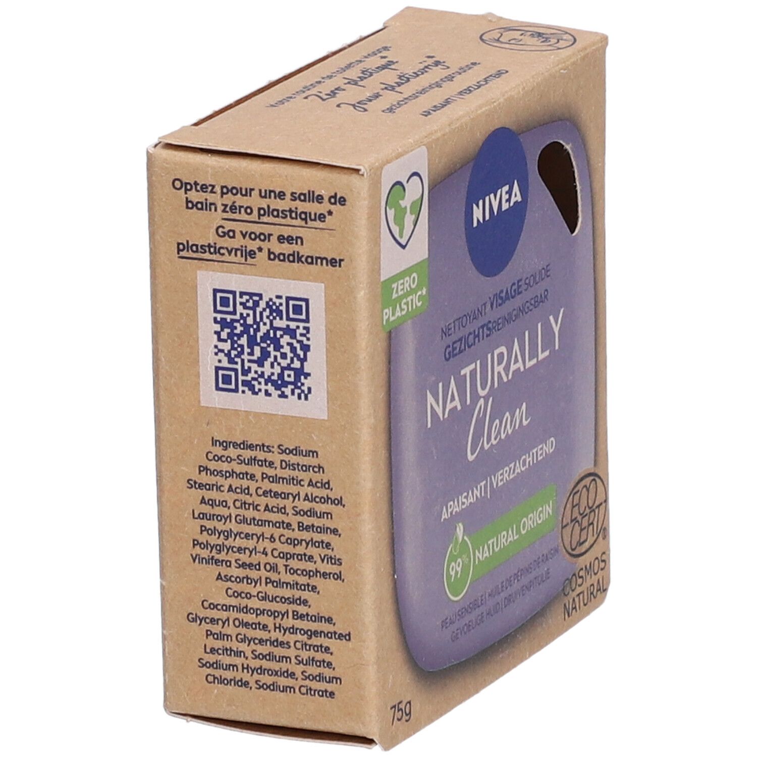 Nivea Naturally Clean Nettoyant Visage Solide Apaisant Peau Sensible Huile de Pépins de Raisin