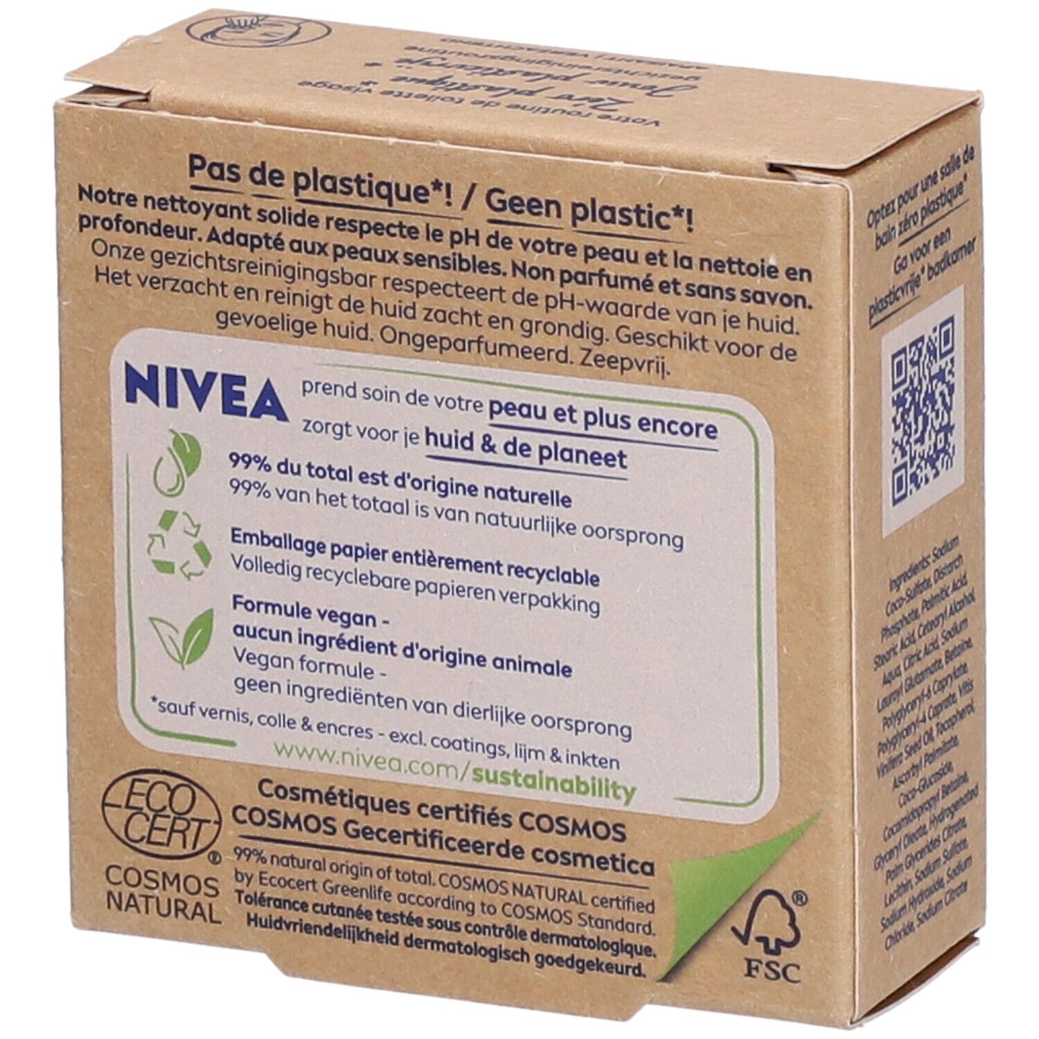 Nivea Naturally Clean Nettoyant Visage Solide Apaisant Peau Sensible Huile de Pépins de Raisin